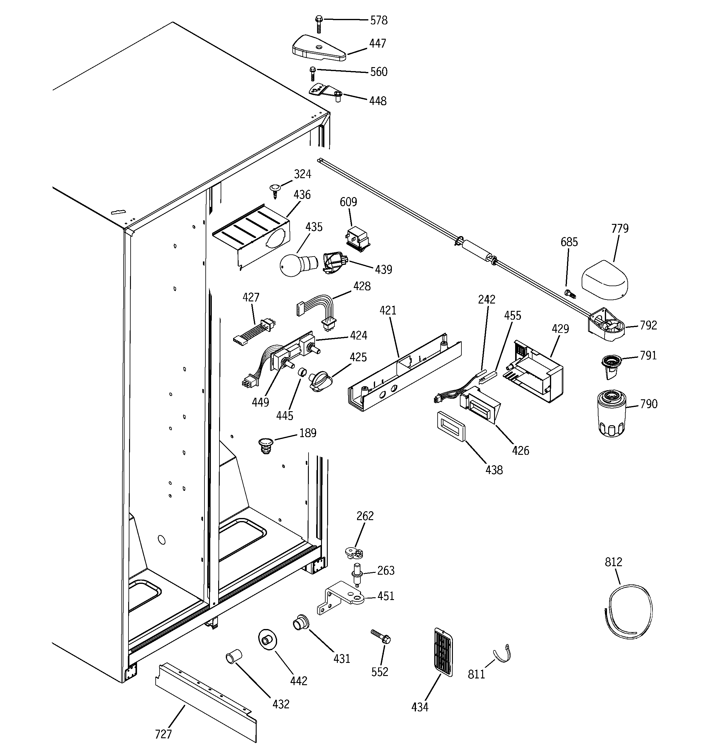 Hotpoint HSS25GFPEWW fresh food section diagram