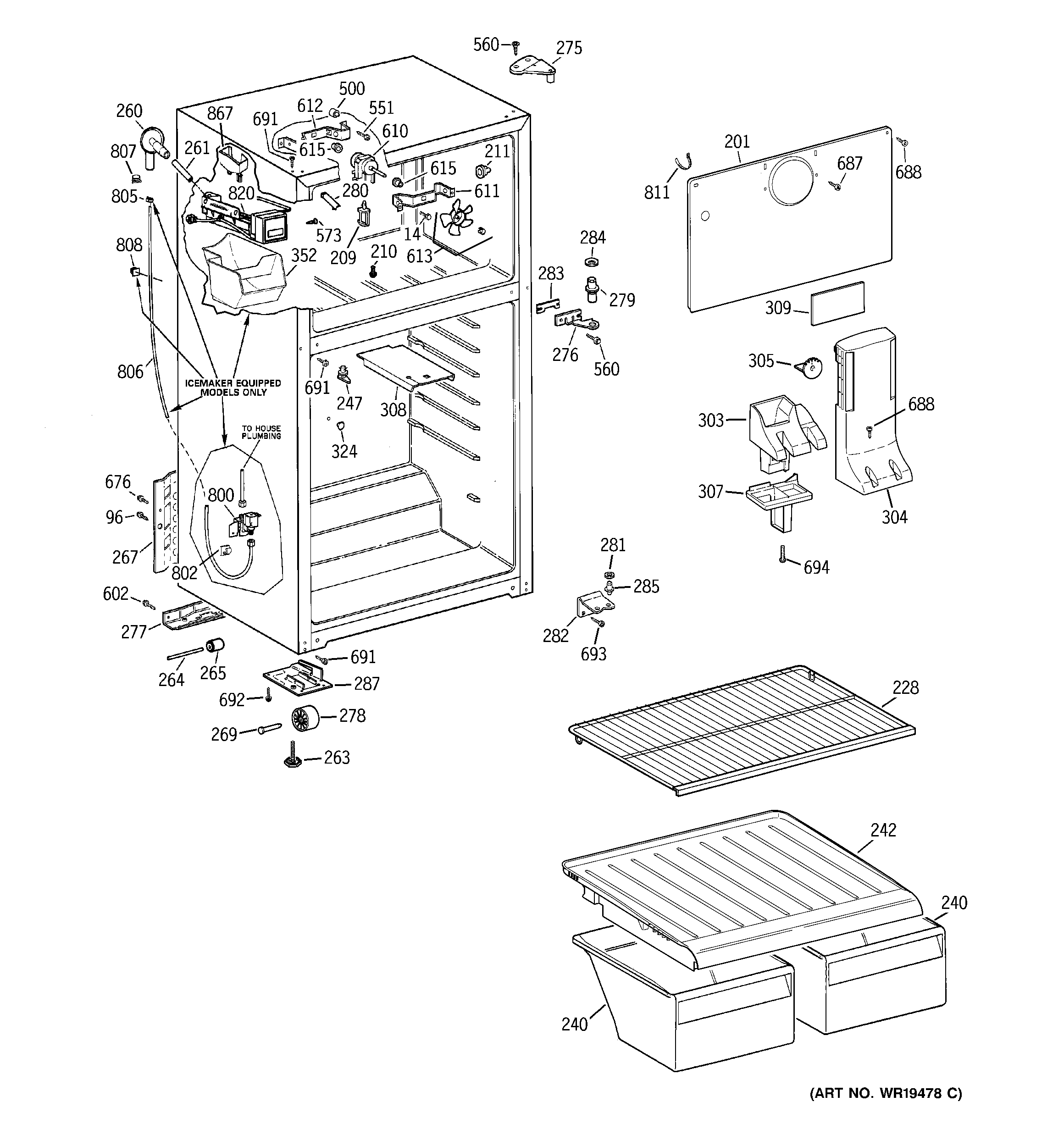 Hotpoint HTS15BCRFRWW cabinet diagram