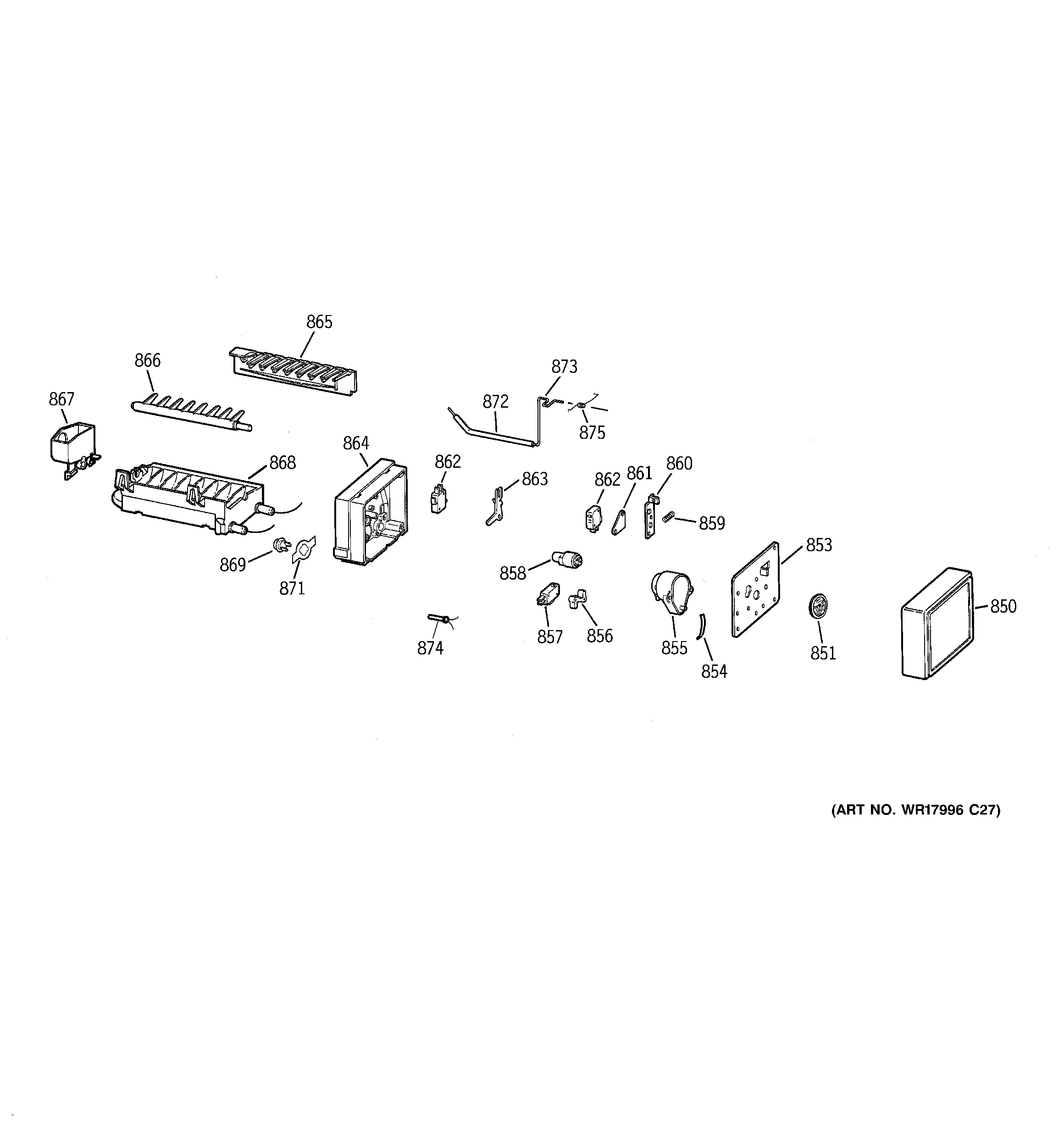 Hotpoint HTS15BCRFRWW ice maker diagram