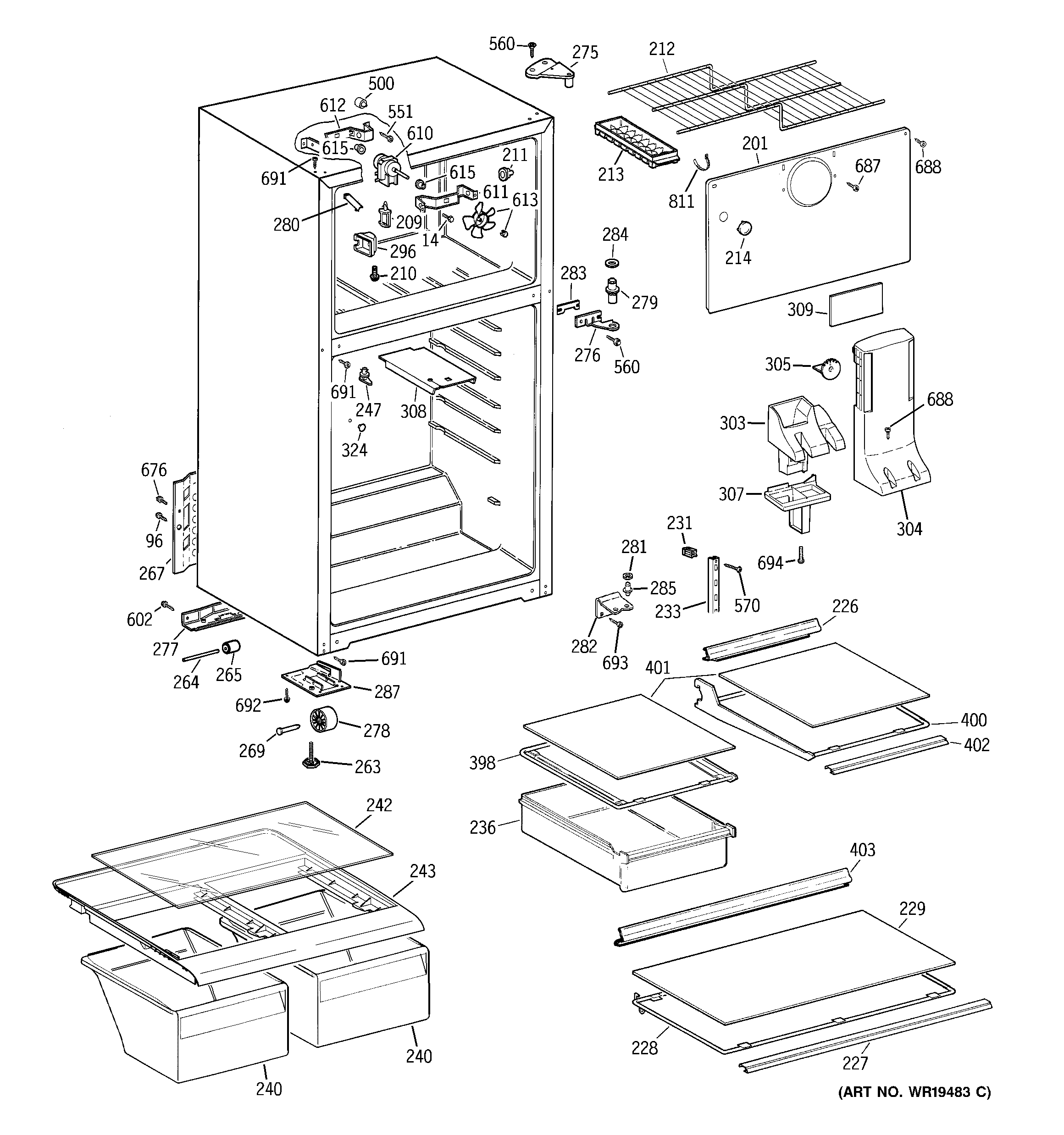 Hotpoint HTS16HBRERCC cabinet diagram