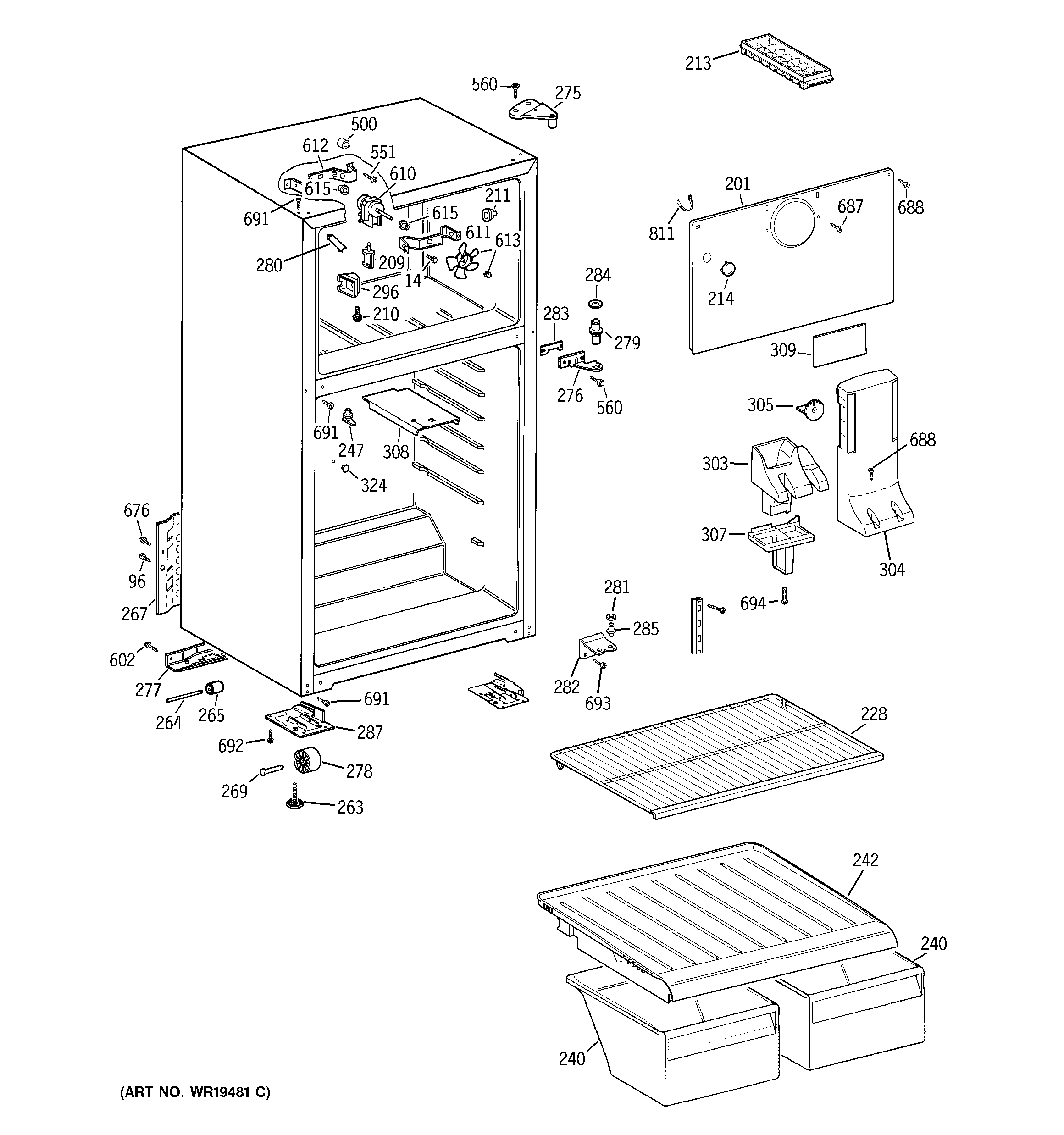 Hotpoint HTS16ABRFRWW cabinet diagram