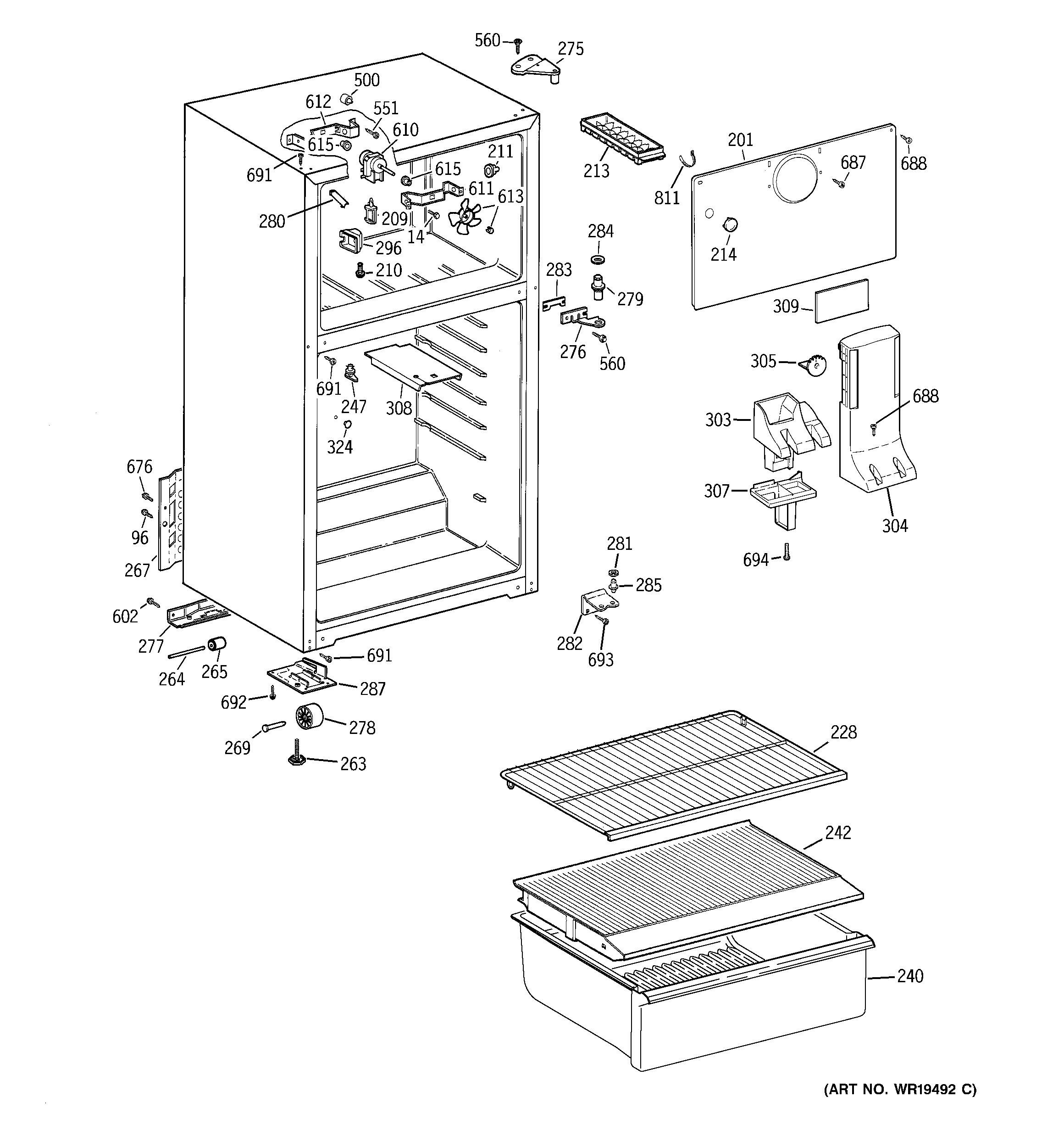 Hotpoint HTR15ABRFRWW cabinet diagram