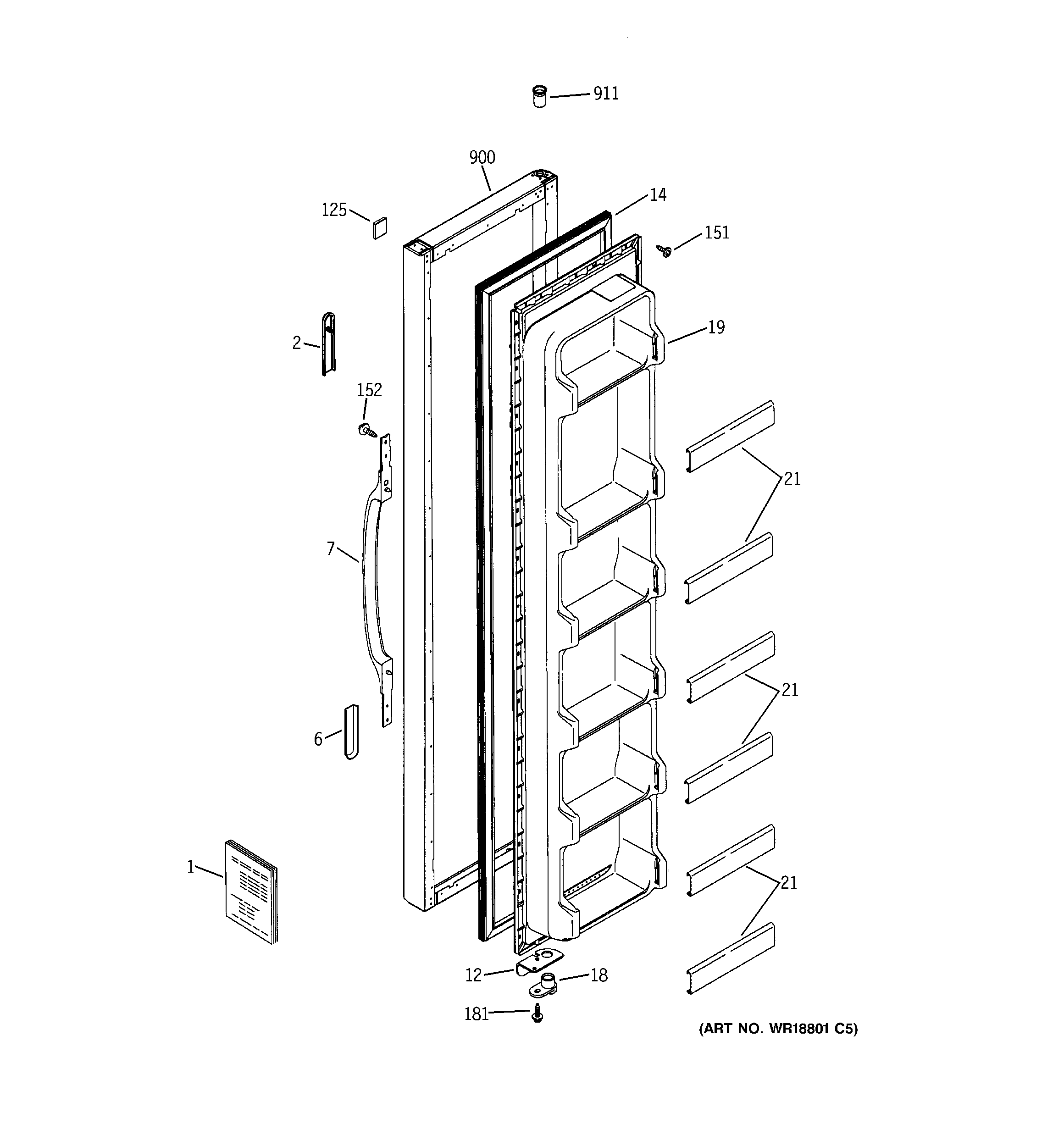 Hotpoint HST20DBMDWW freezer door diagram