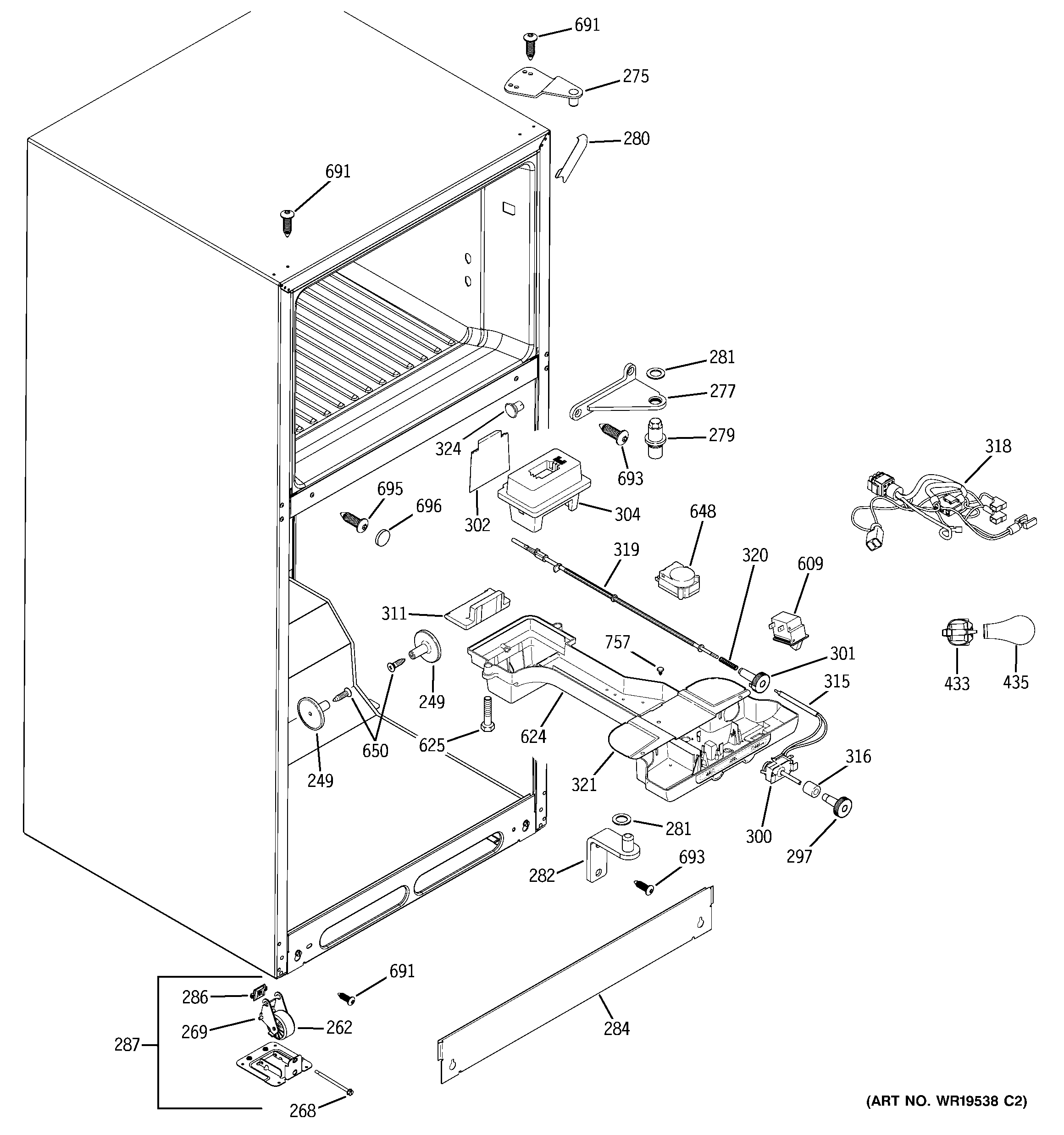 Hotpoint HTS18BCPDRWW fresh food section diagram
