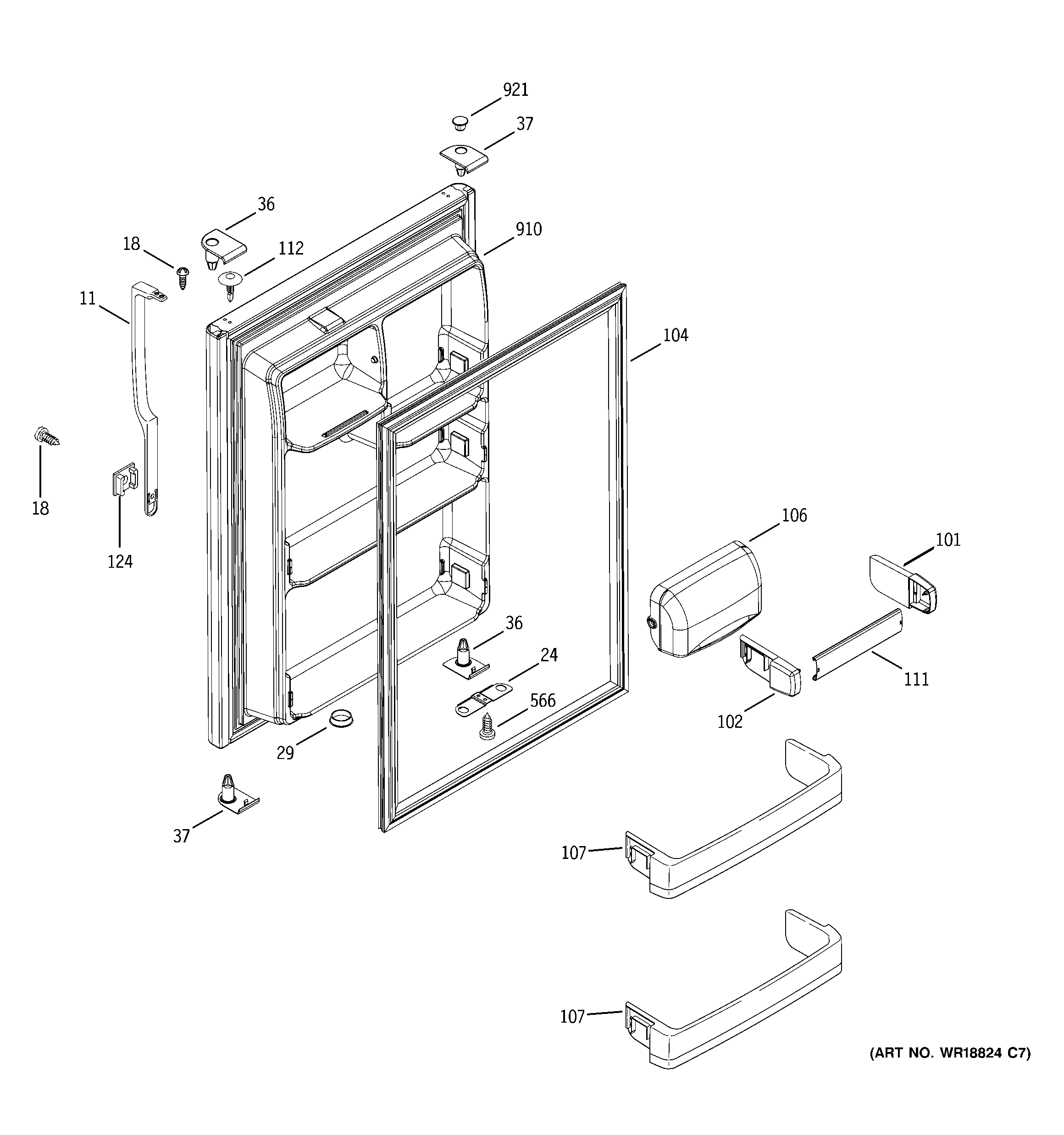 Hotpoint HTS18IBPDRCC fresh food door diagram