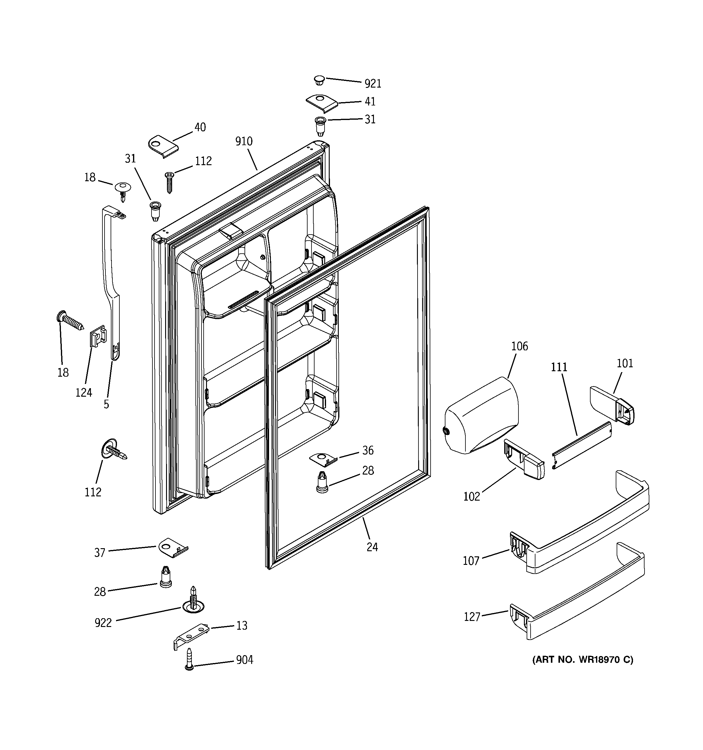 Hotpoint HTS22GBMBRCC fresh food door diagram