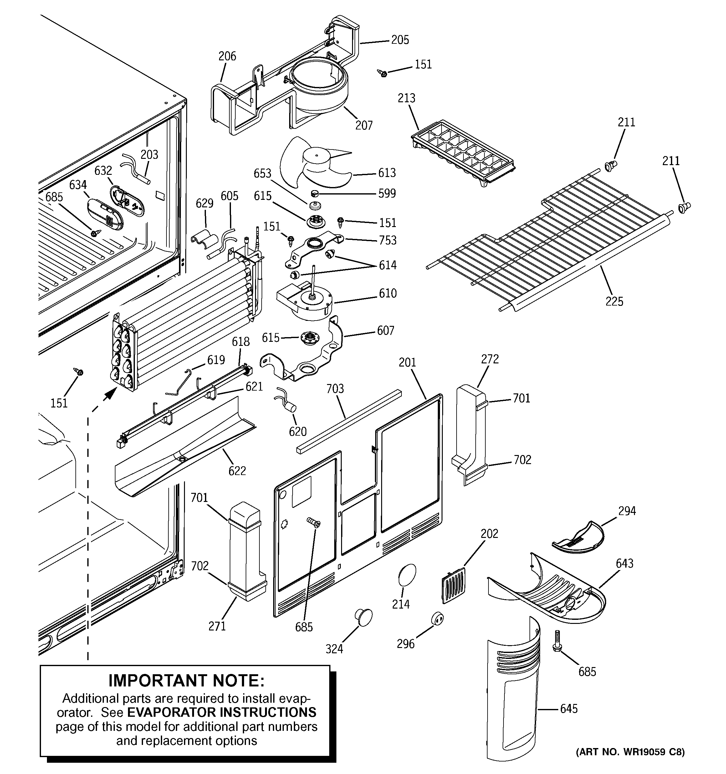 Hotpoint HTS22GBMBRCC freezer section diagram