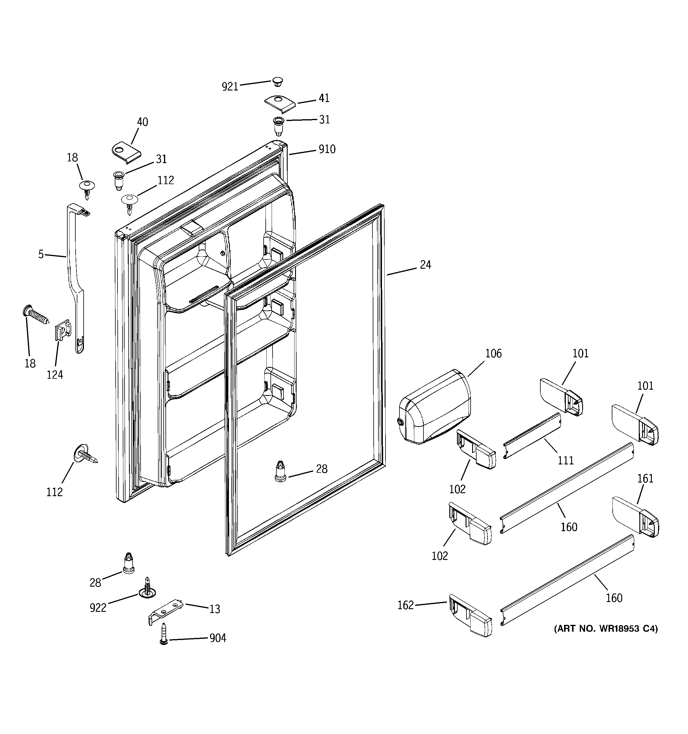 Hotpoint HTS22GBPARCC fresh food door diagram