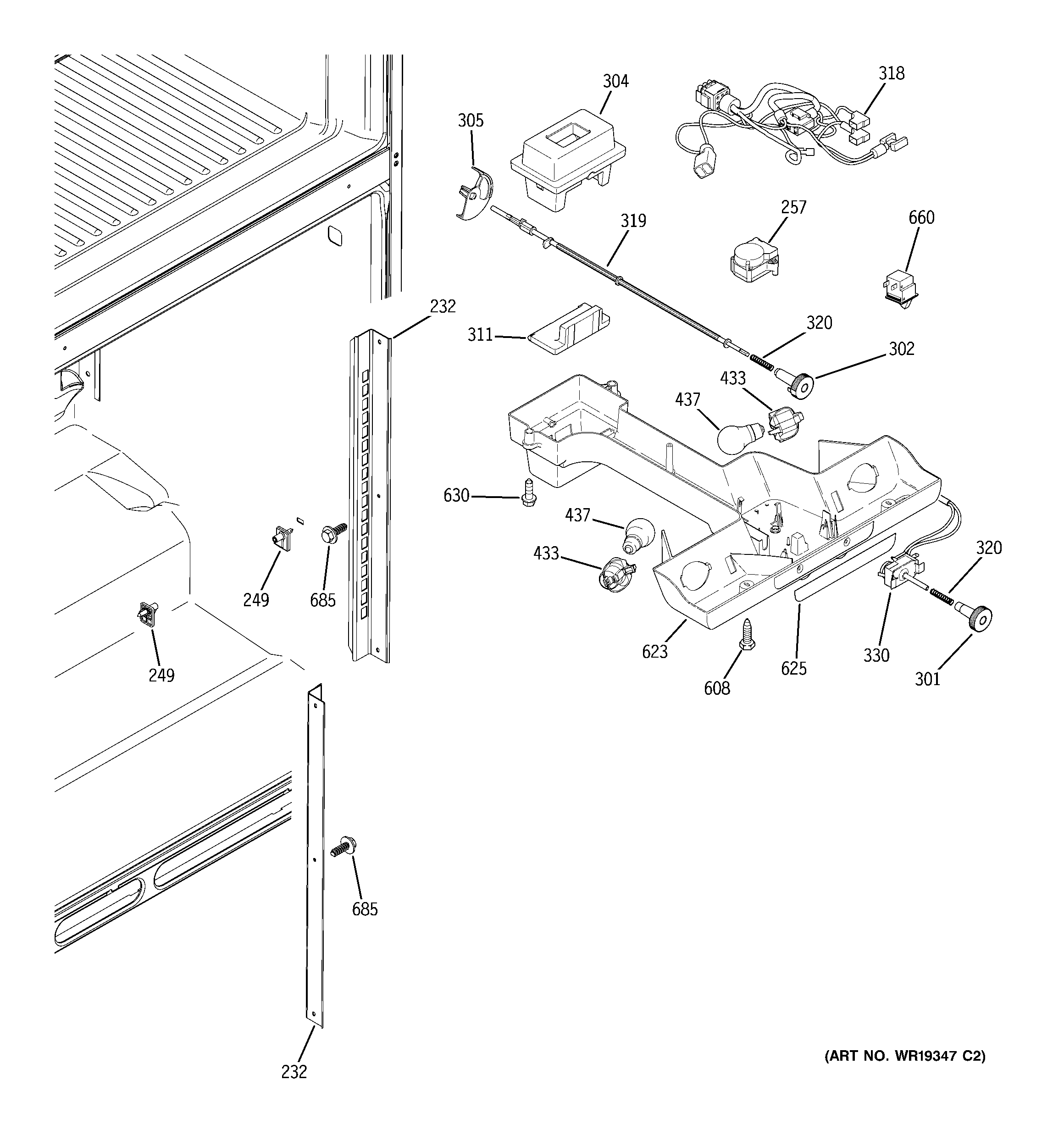 Hotpoint HTS22GBPARCC fresh food section diagram