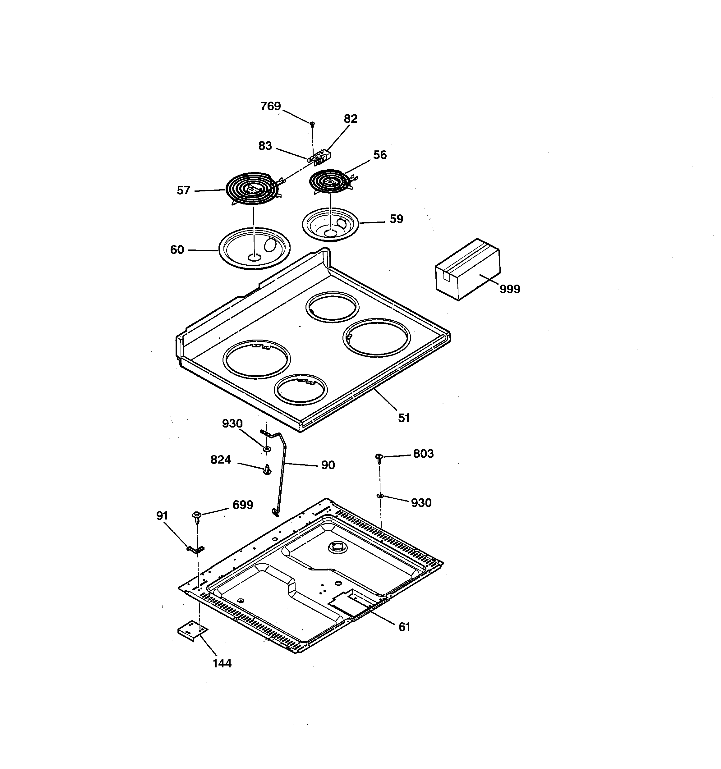 Hotpoint RB757GV1WH cooktop diagram