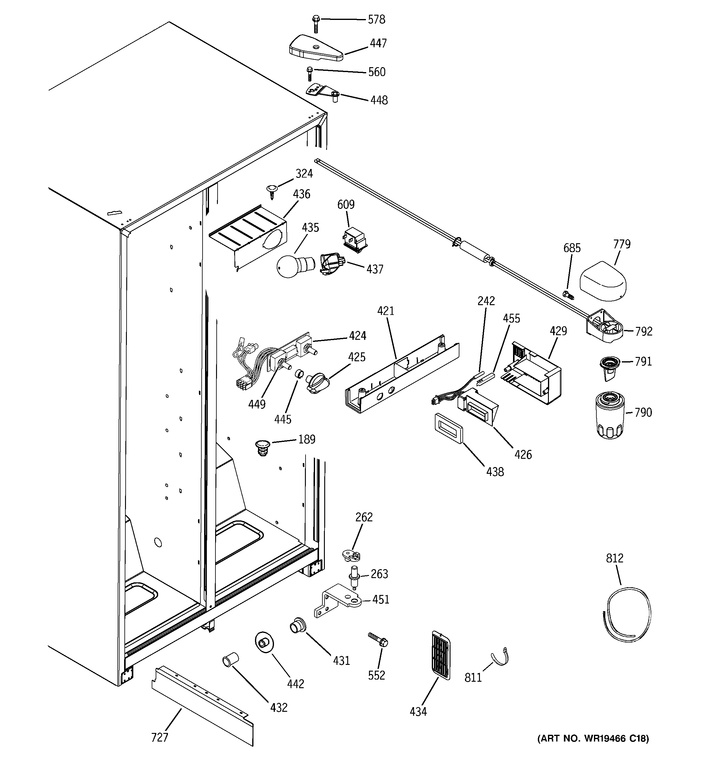 Hotpoint HSM25GFRASA fresh food section diagram