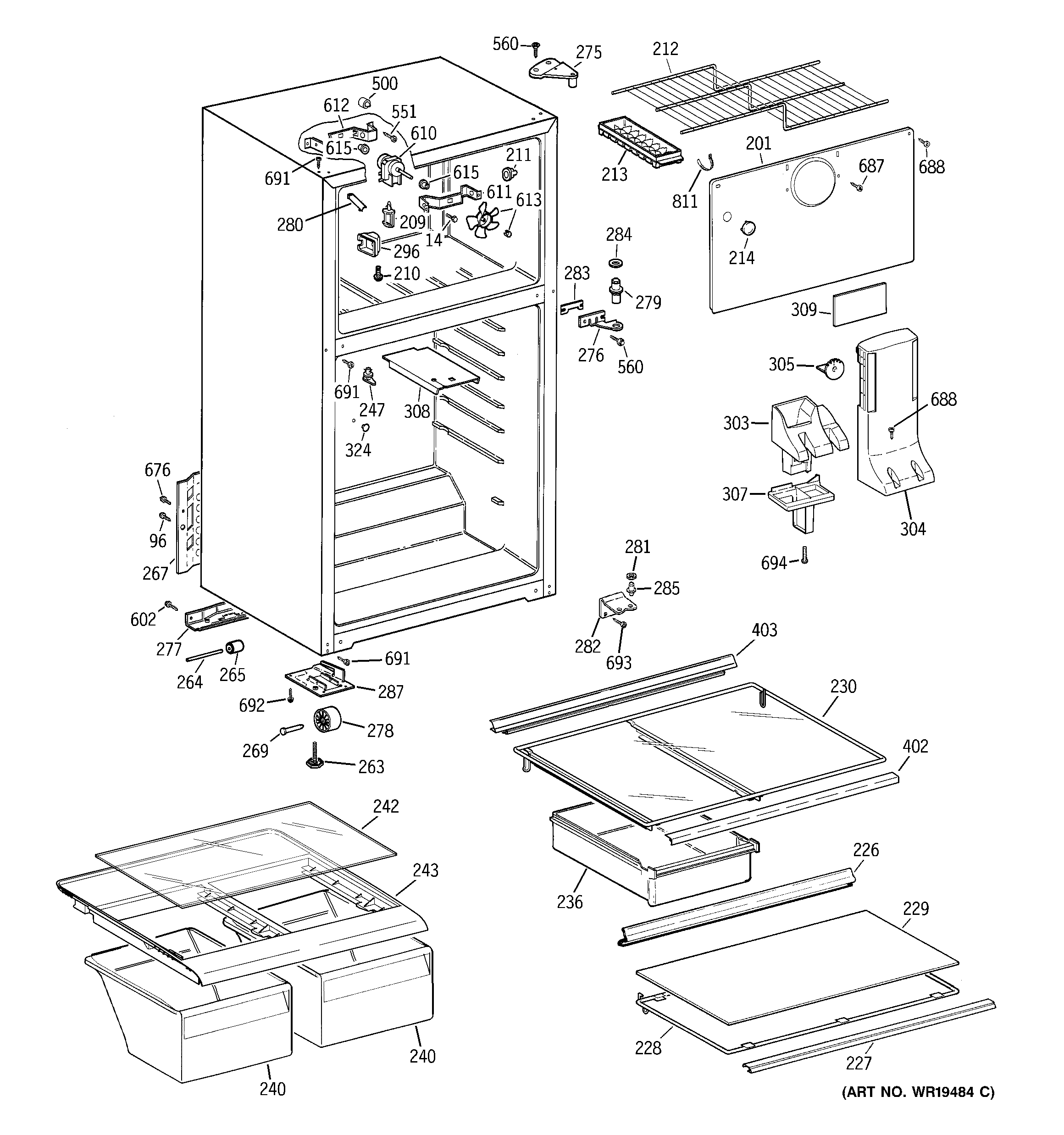 Hotpoint HTS18GBRERWW cabinet diagram