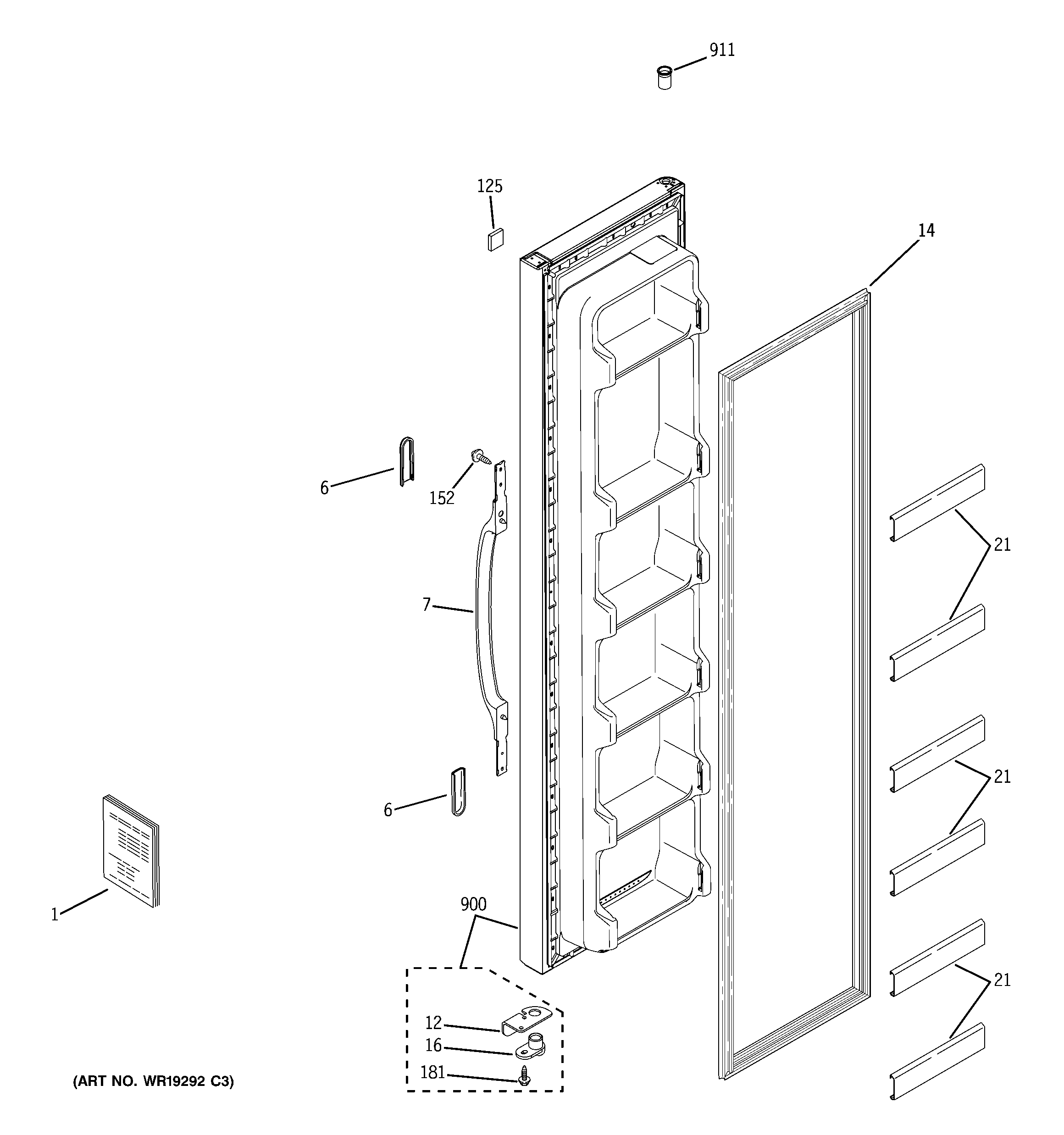 Hotpoint HST20DBPHWH freezer door diagram
