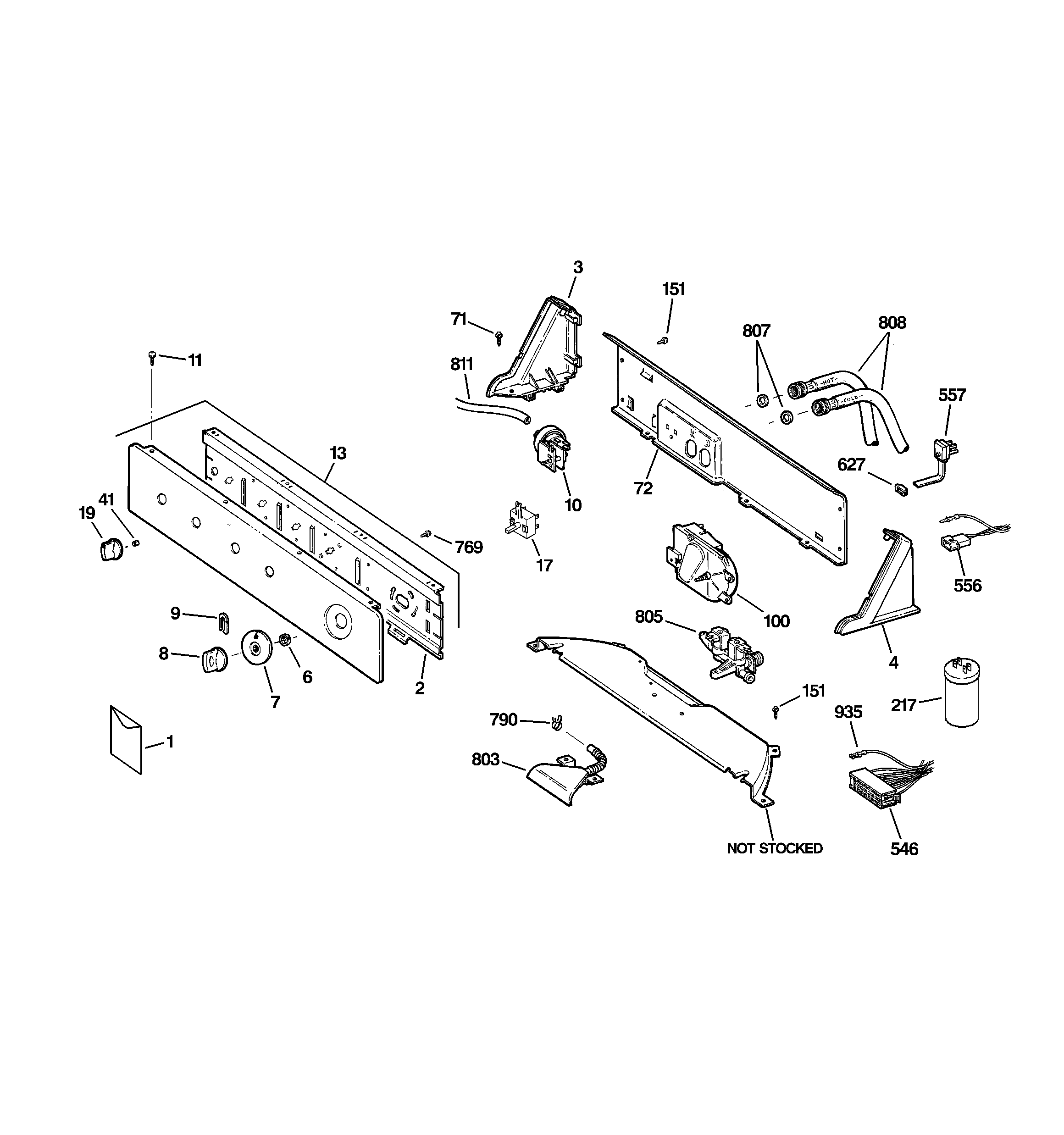 Hotpoint VBXR1090D6WW controls & backsplash diagram