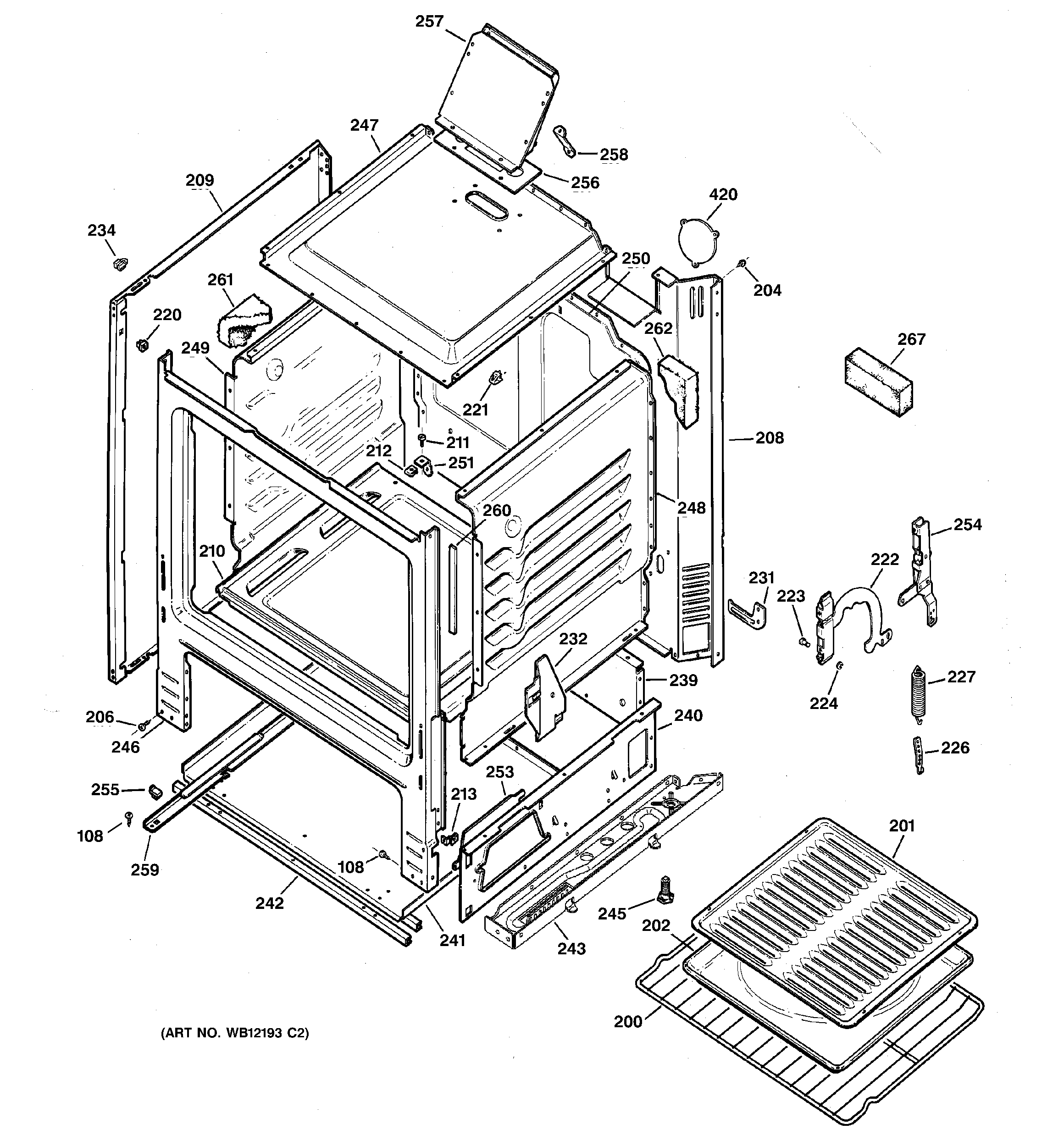 Hotpoint RGB524PPH2WH body parts diagram