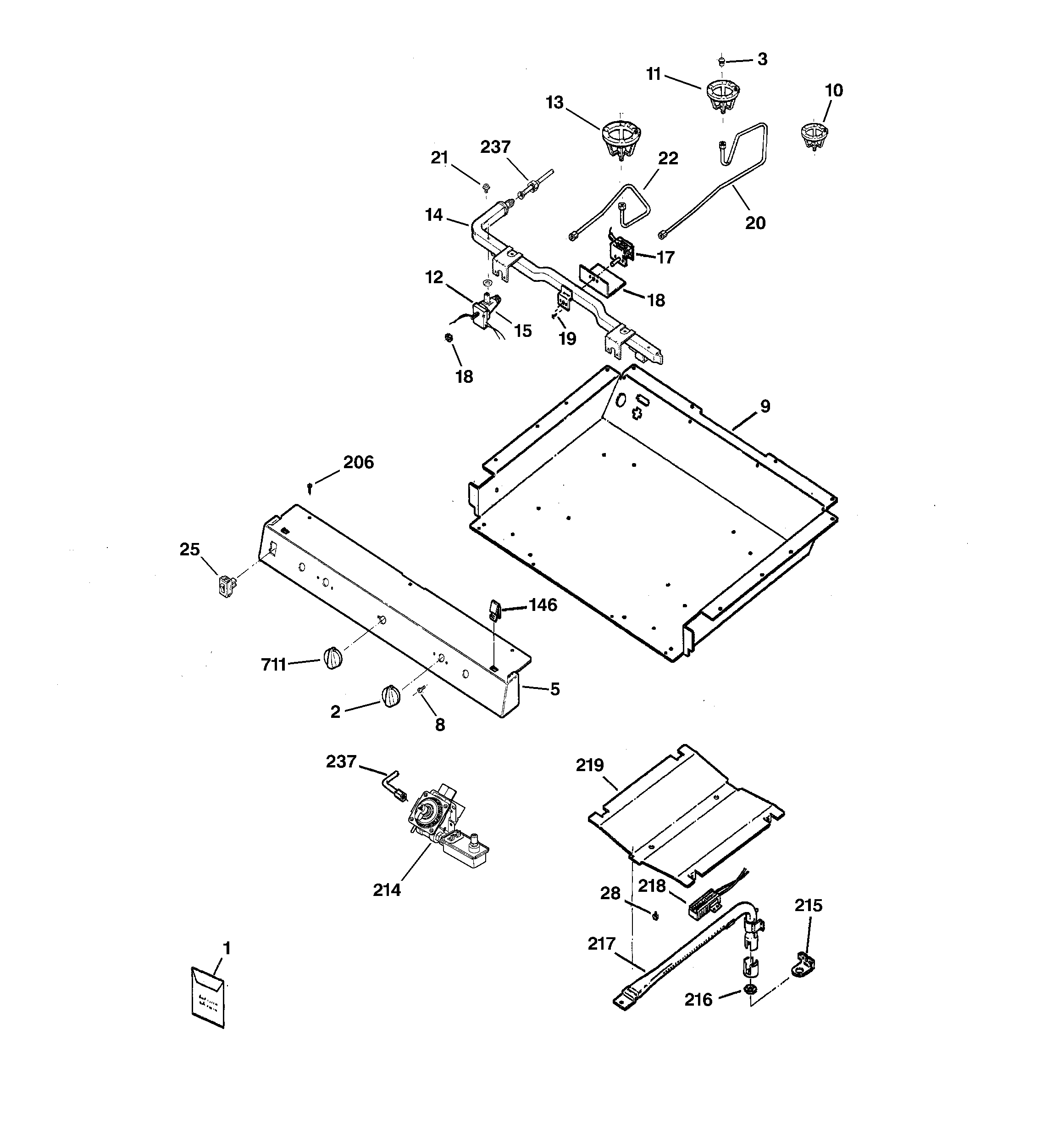 Hotpoint RGB533CEH2CC gas & burner parts diagram