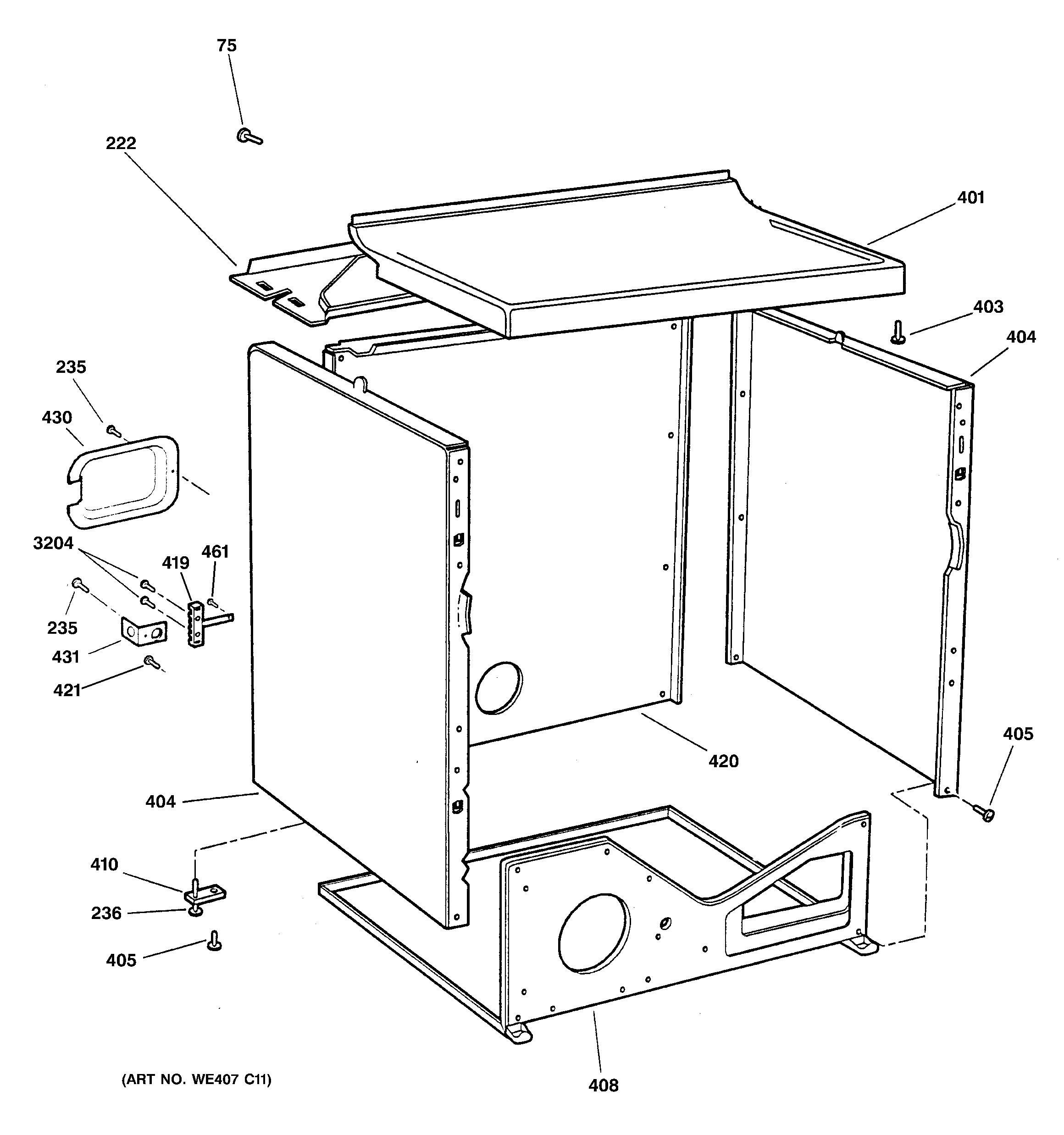 Hotpoint NWXR483EG1WW cabinet diagram