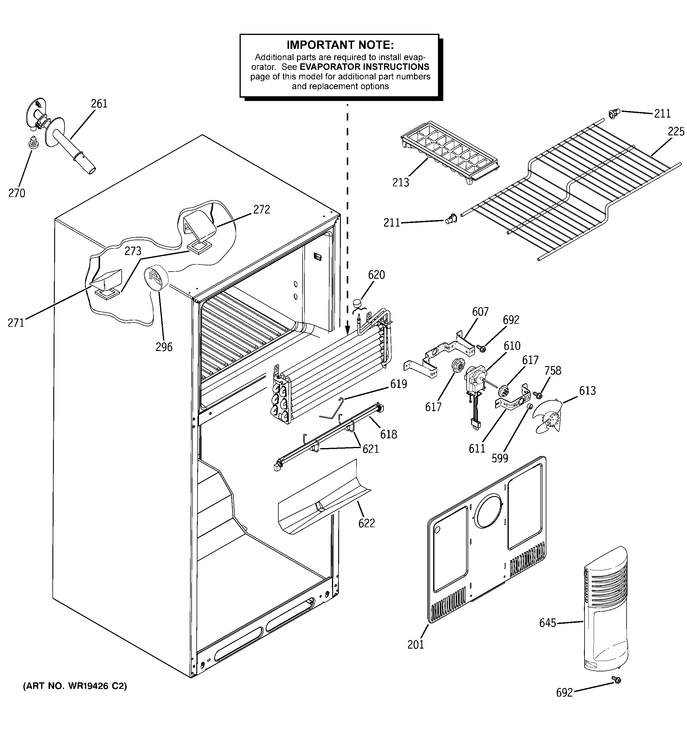 Hotpoint HTS18BBPERWW freezer section diagram