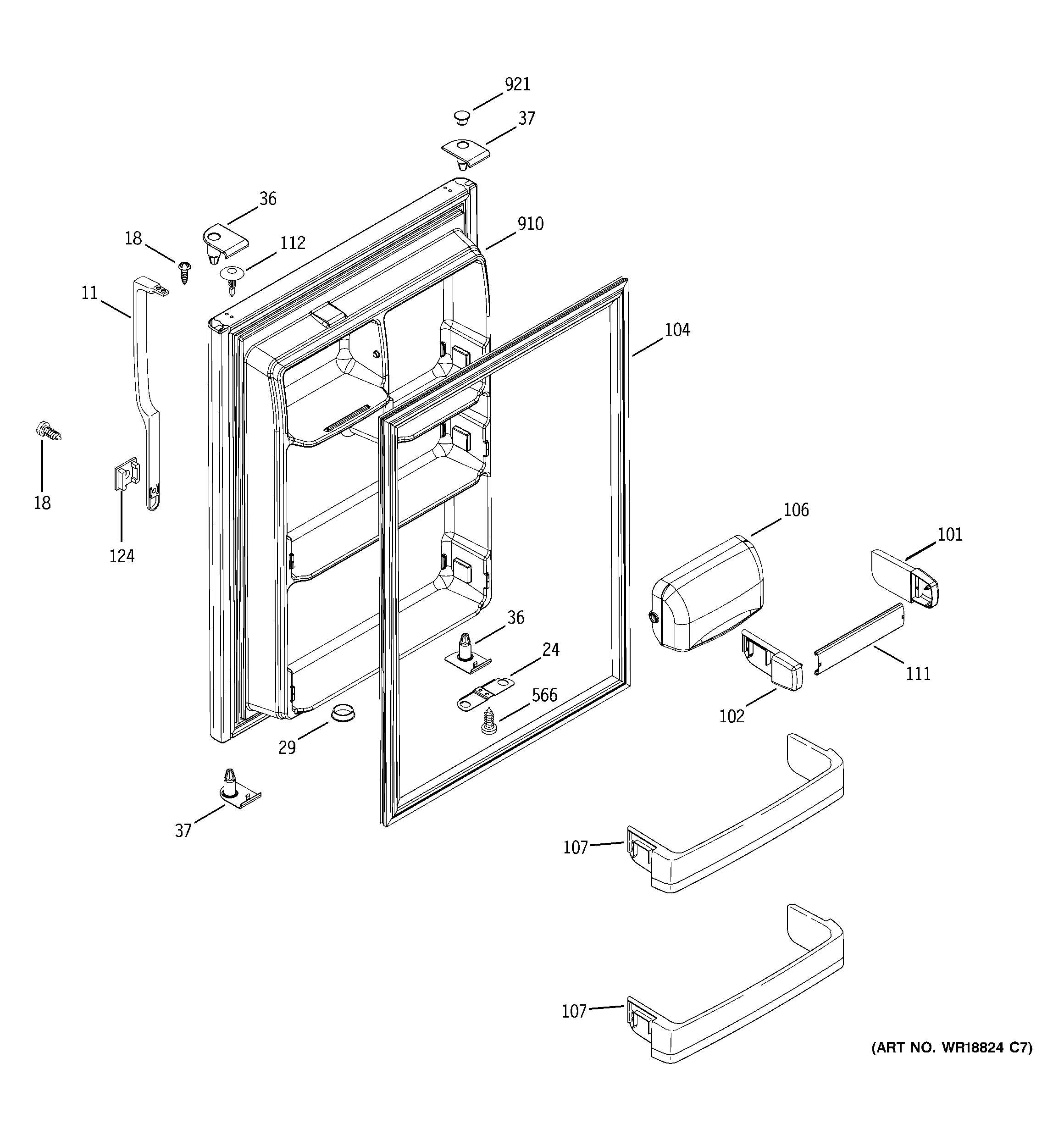 Hotpoint HTM18IBPGRSA fresh food door diagram