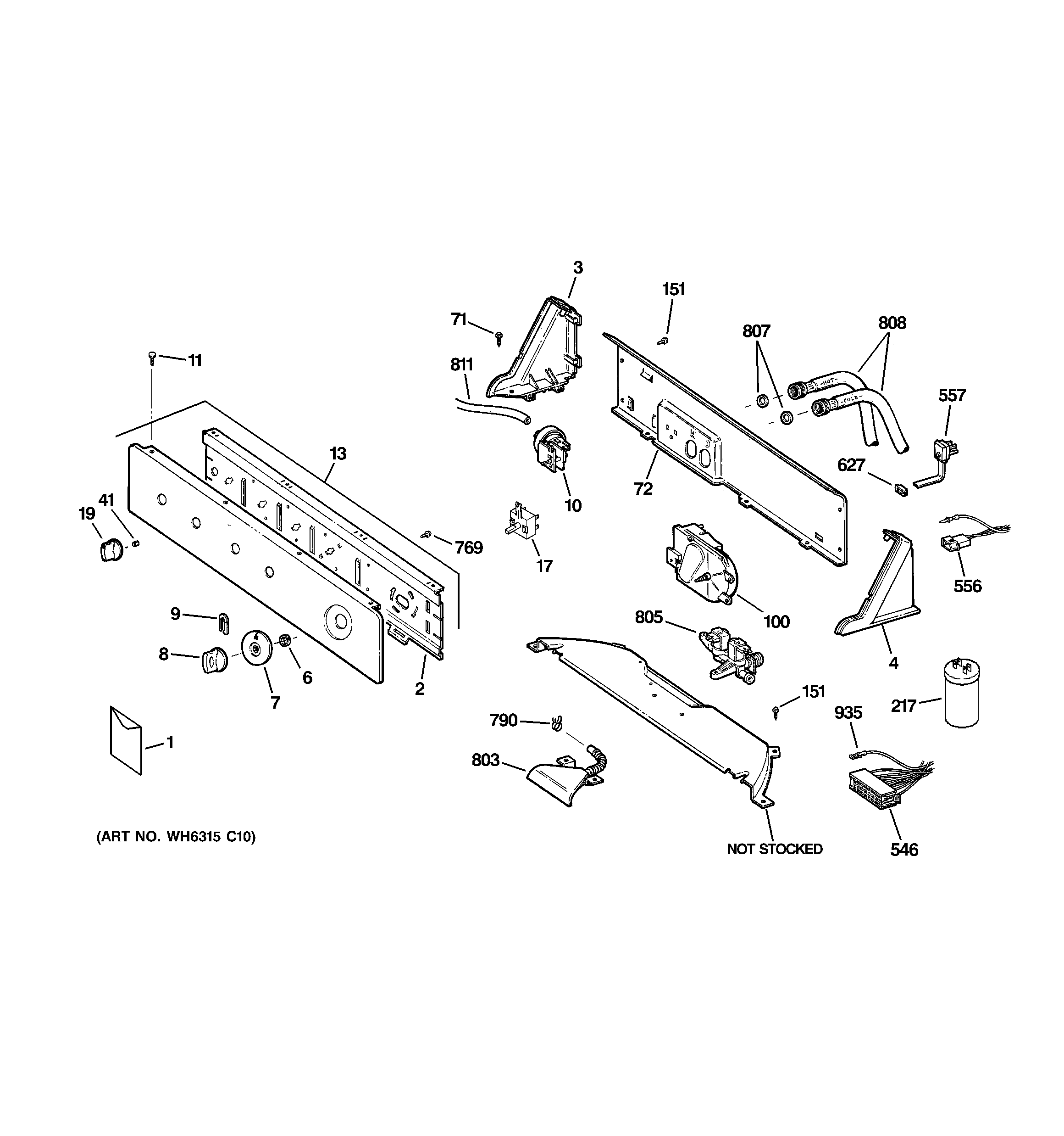 Hotpoint VBXR1090D8CC controls & backsplash diagram