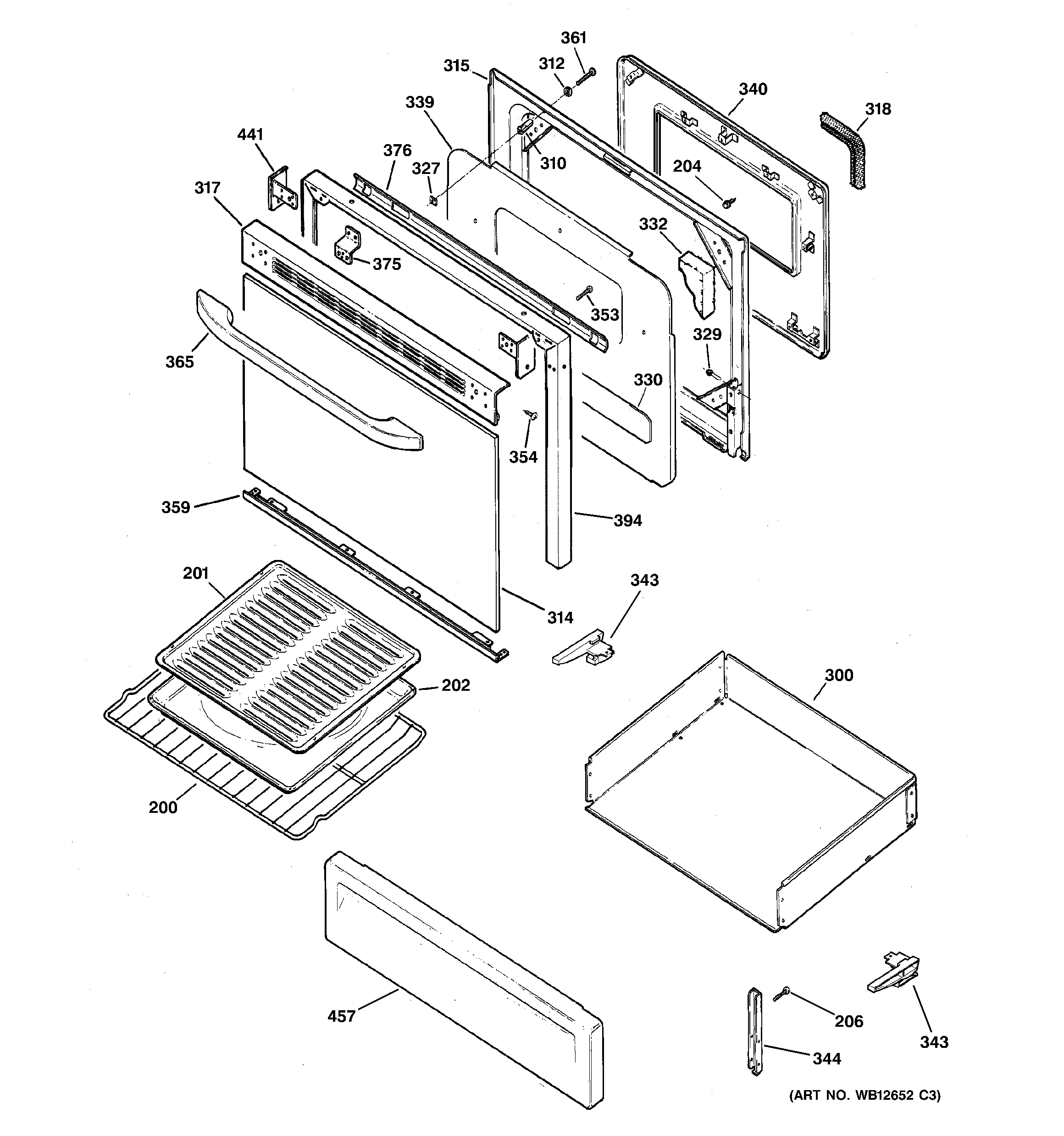 Hotpoint RGB740BEH4CT door & drawer parts diagram