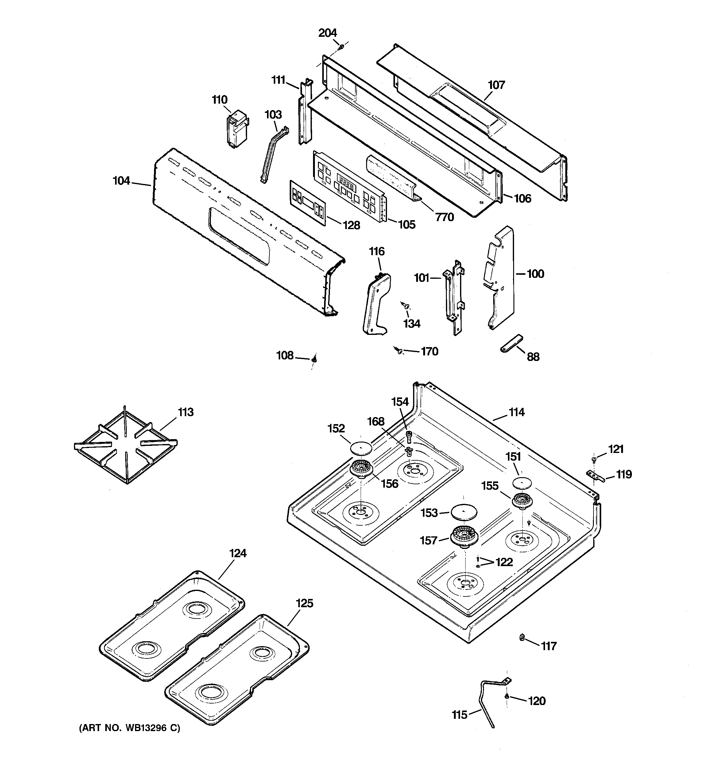 Hotpoint RGB790SEH2SA control panel & cooktop diagram