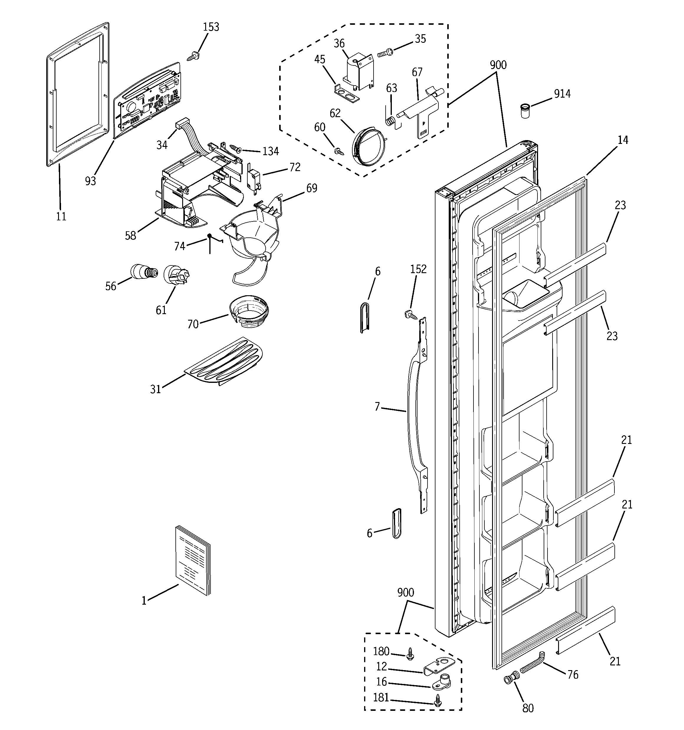 Hotpoint HSS25GFPHWW freezer door diagram