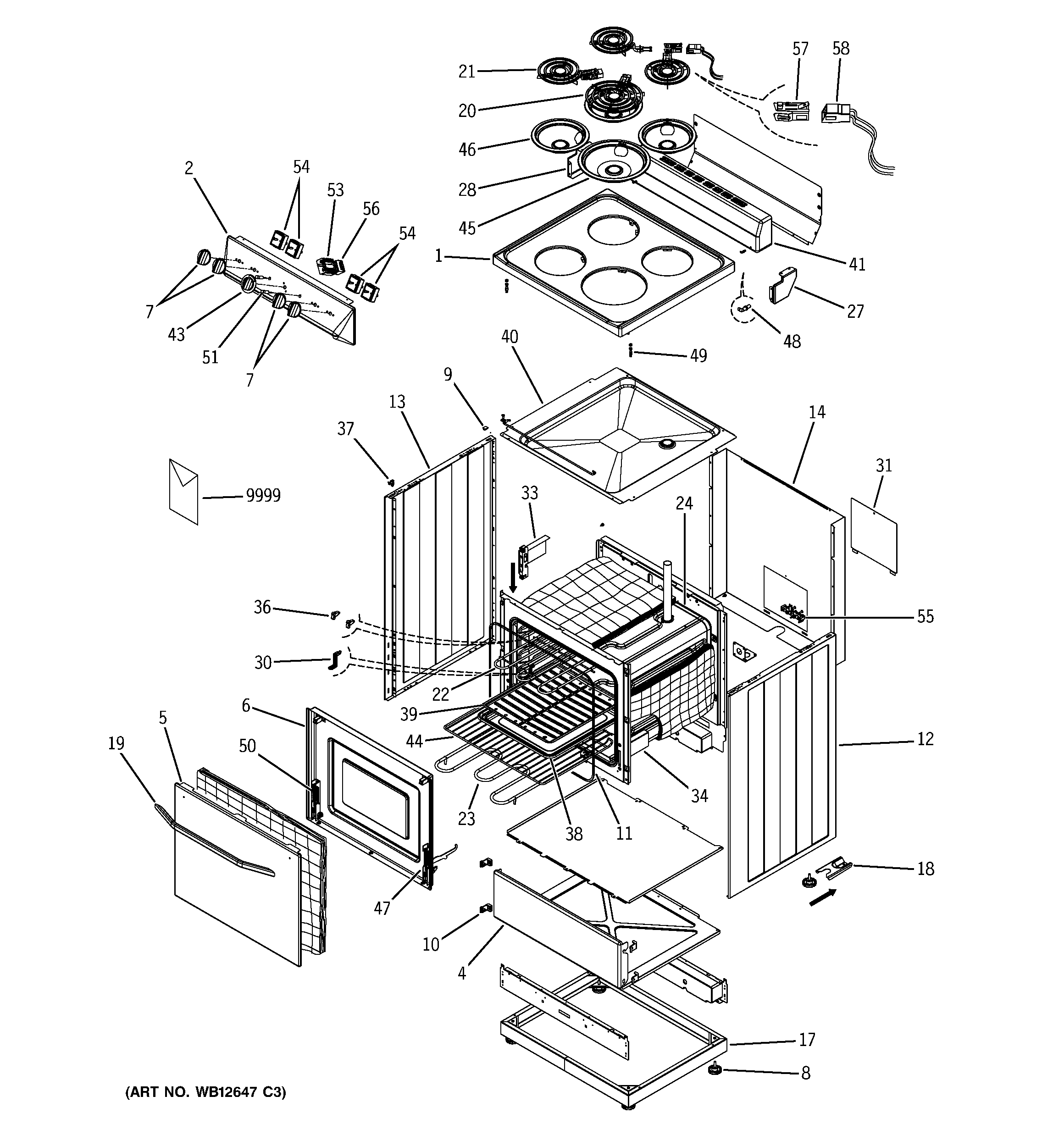 Hotpoint RA620F1WH range parts diagram