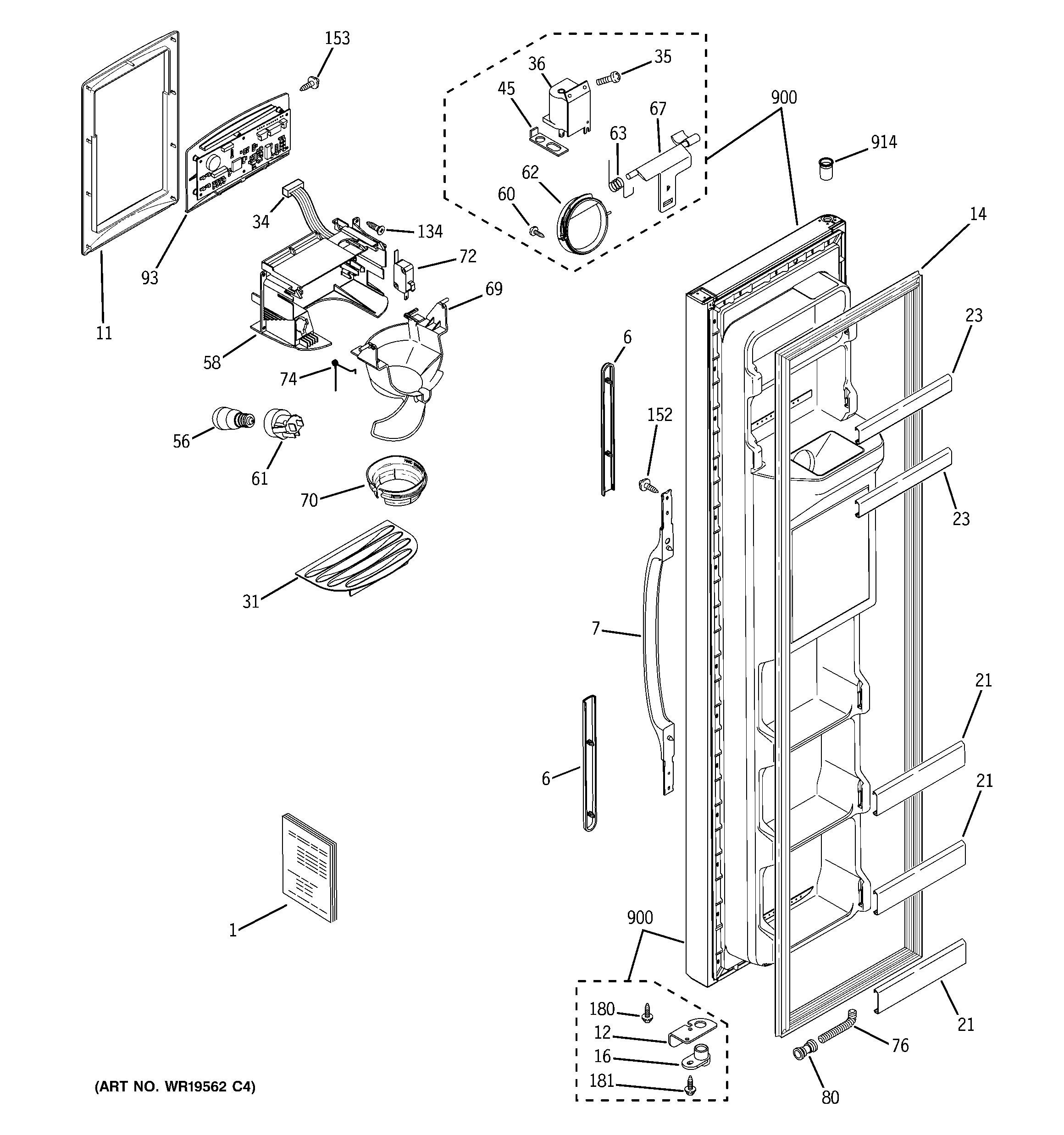 Hotpoint HST25IFPHWW freezer door diagram