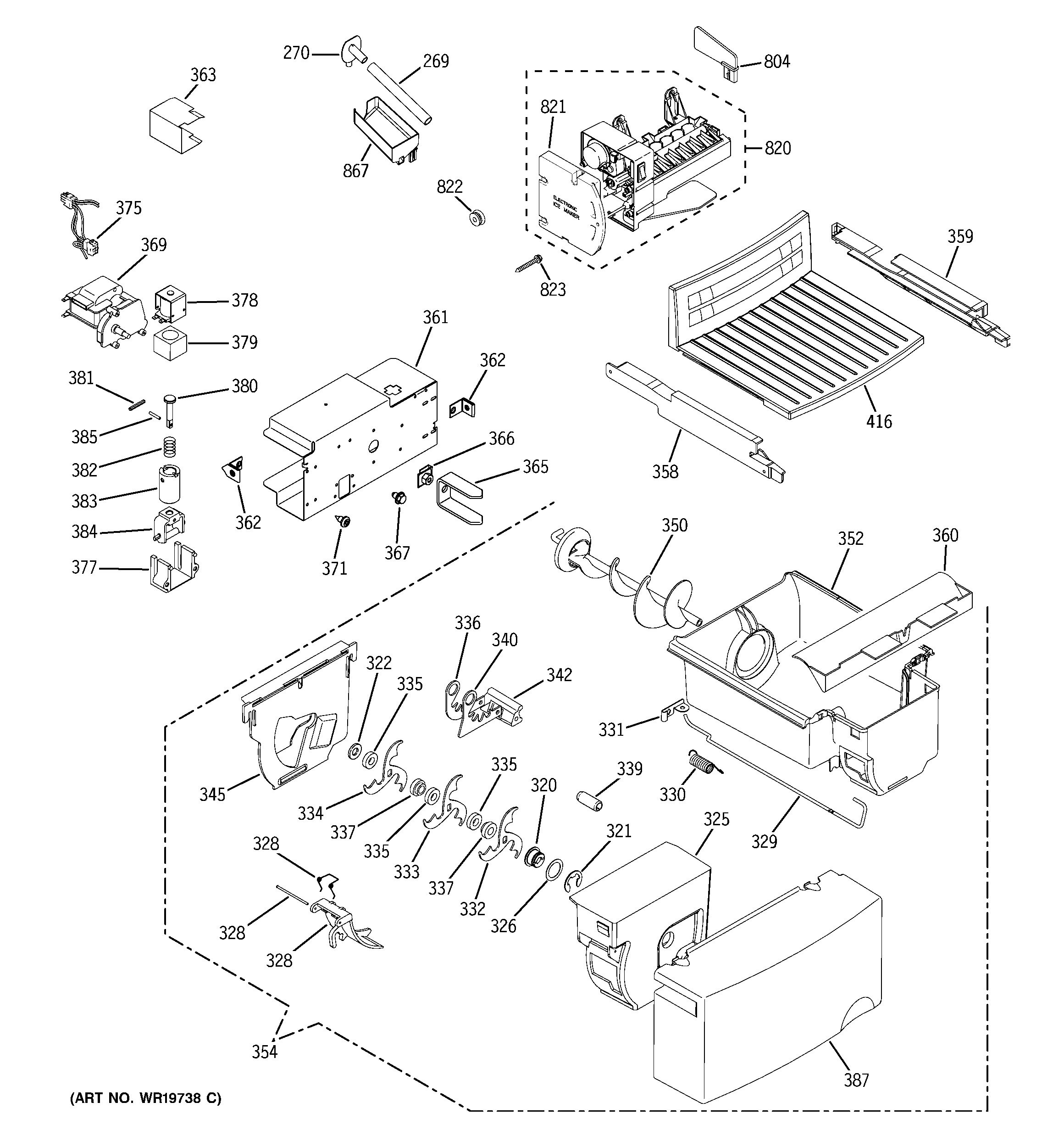 Hotpoint HST25IFPHWW ice maker & dispenser diagram