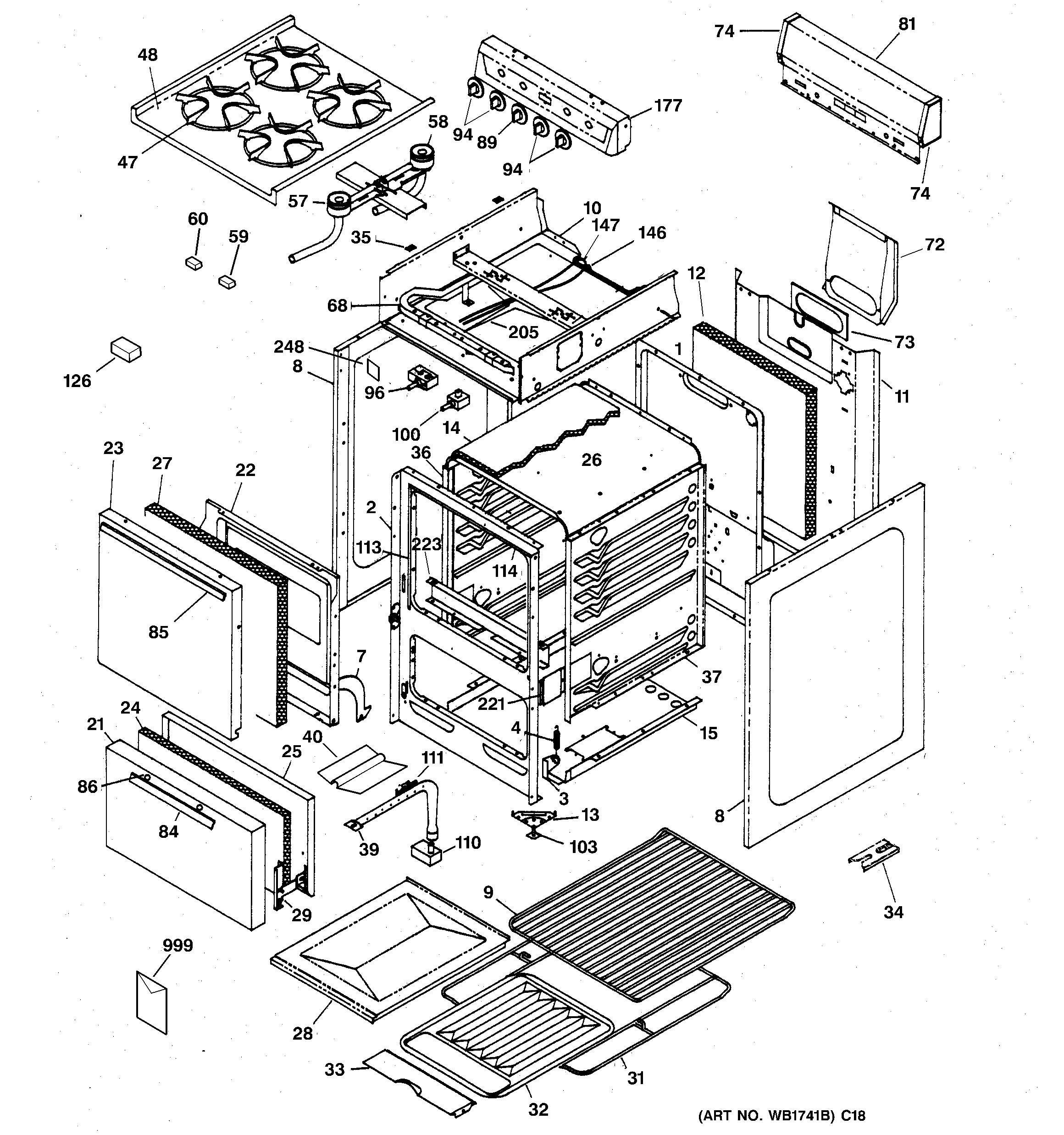 Hotpoint RGA524PW4 range parts diagram