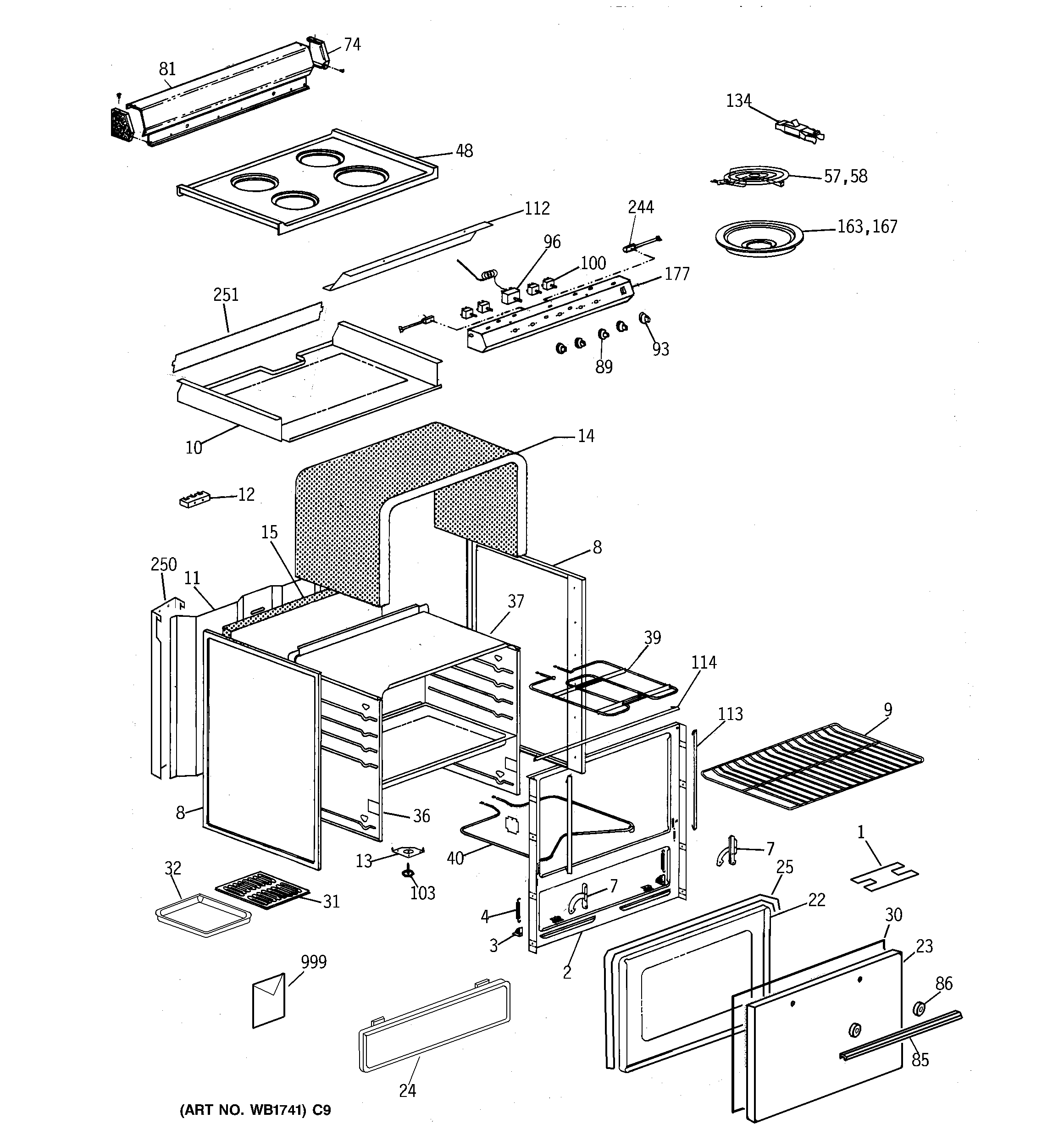 Hotpoint RA524W6 range parts diagram