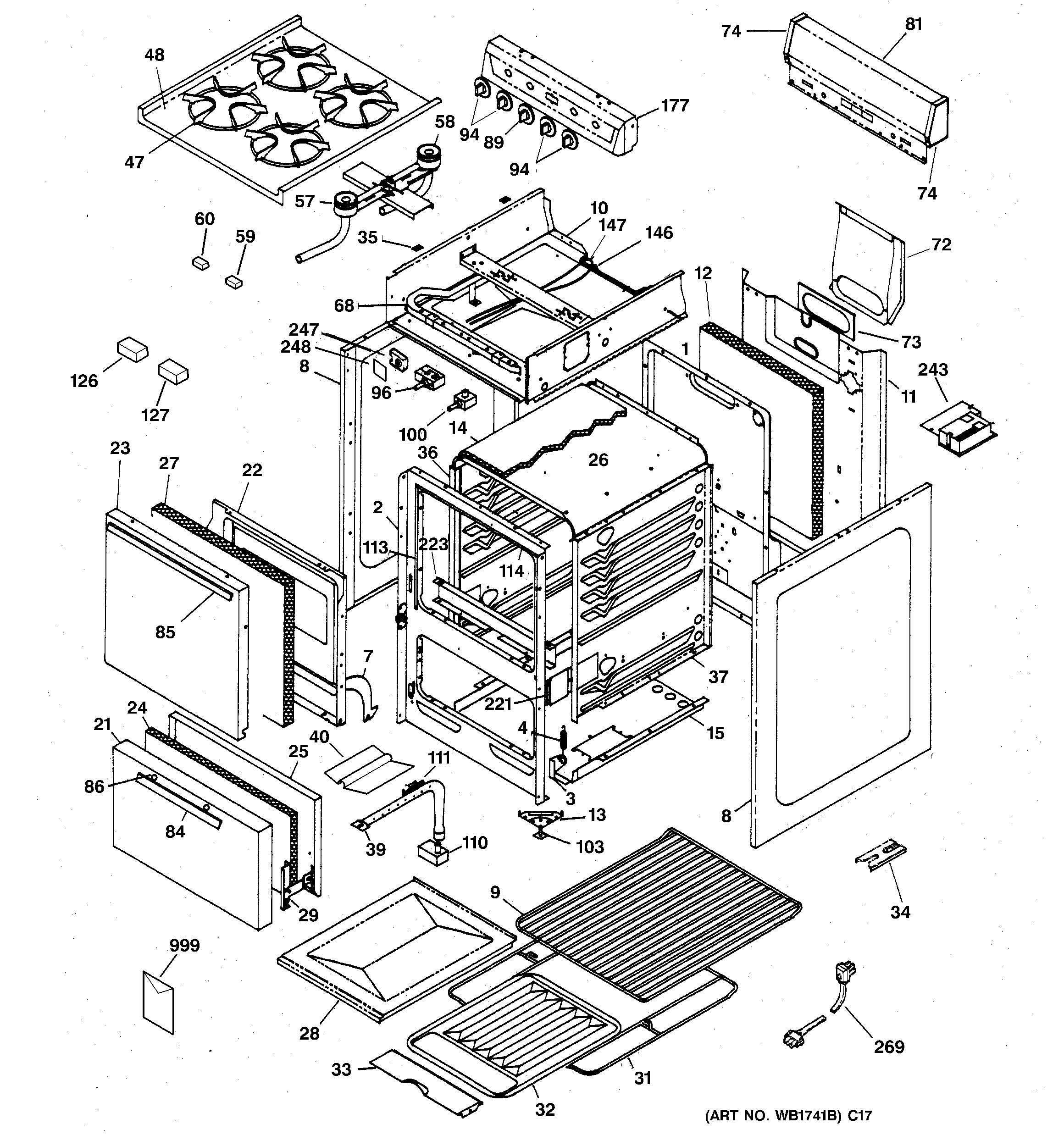 Hotpoint RGA524EW4 range parts diagram
