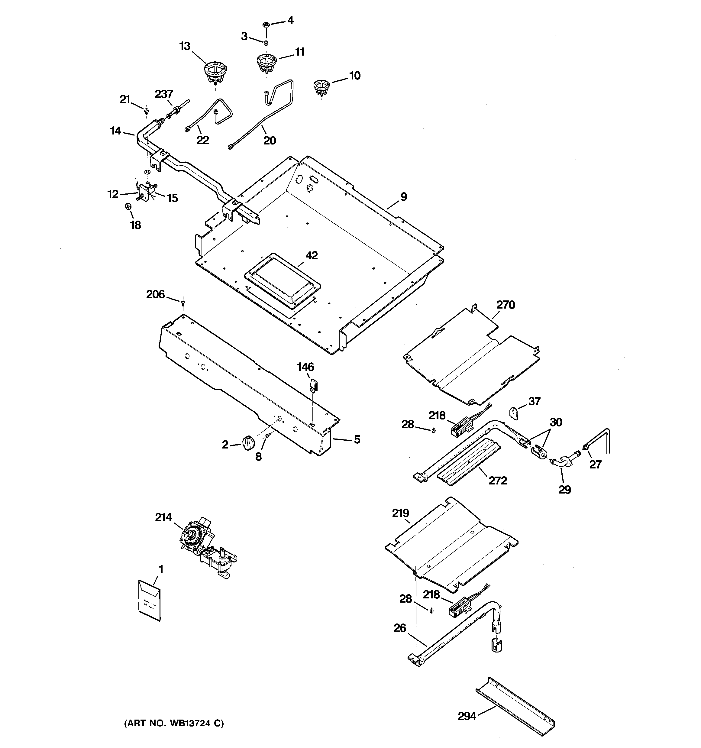 Hotpoint RGB745EEH4BB gas & burner parts diagram