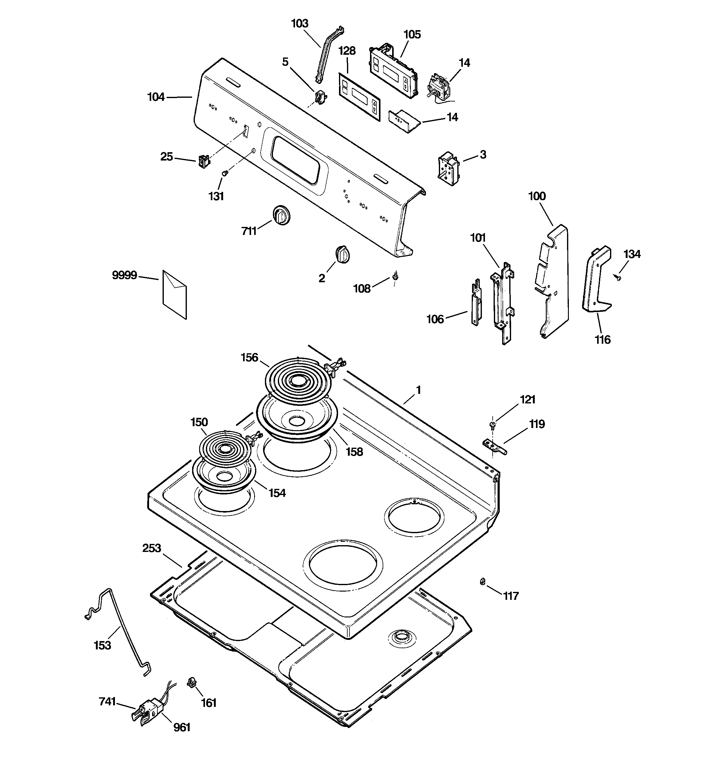 Hotpoint RB526K1BB control panel & cooktop diagram