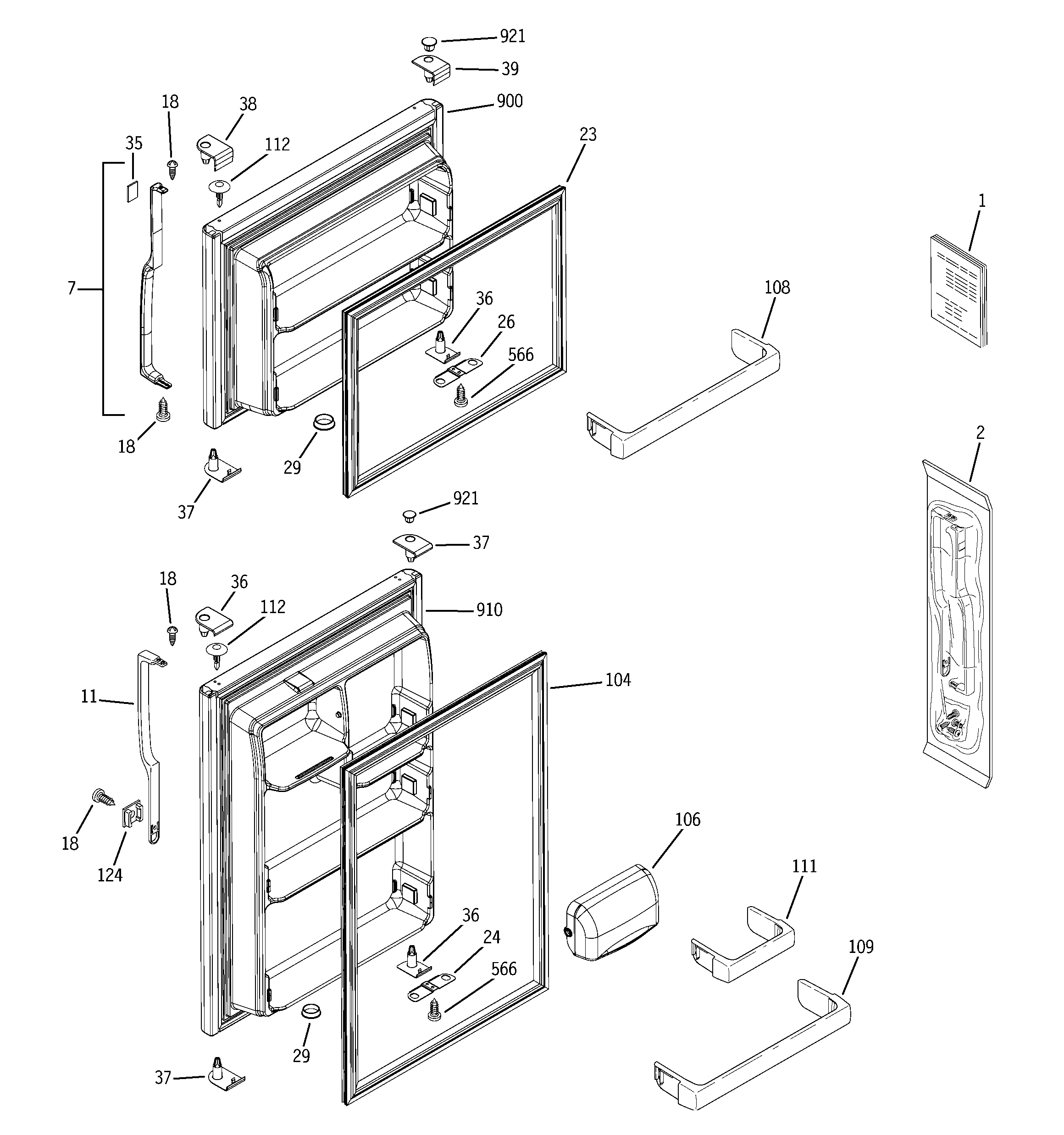 Hotpoint HTS18BBPPRWW doors diagram