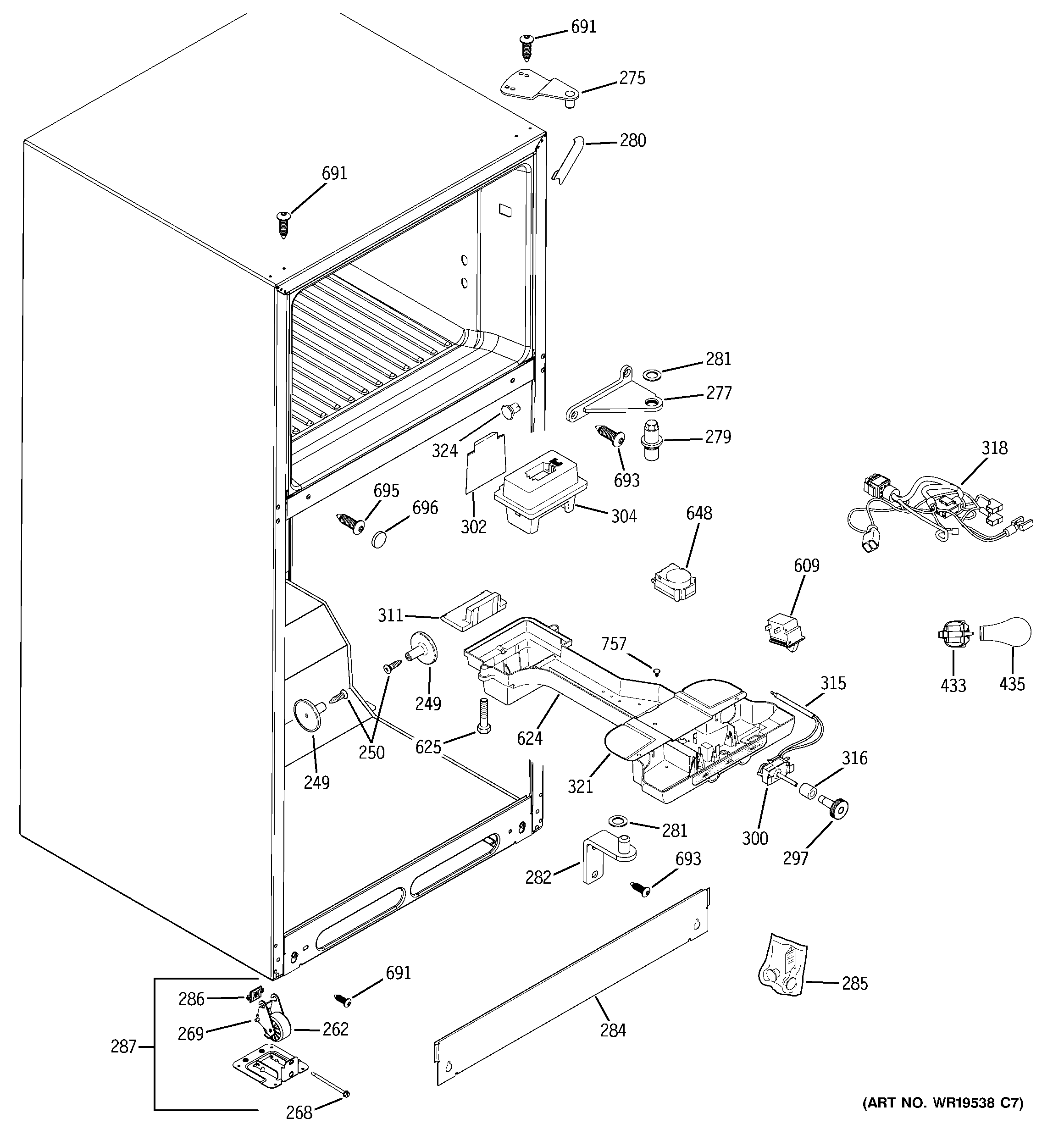 Hotpoint HTS18BBPPRWW fresh food section diagram