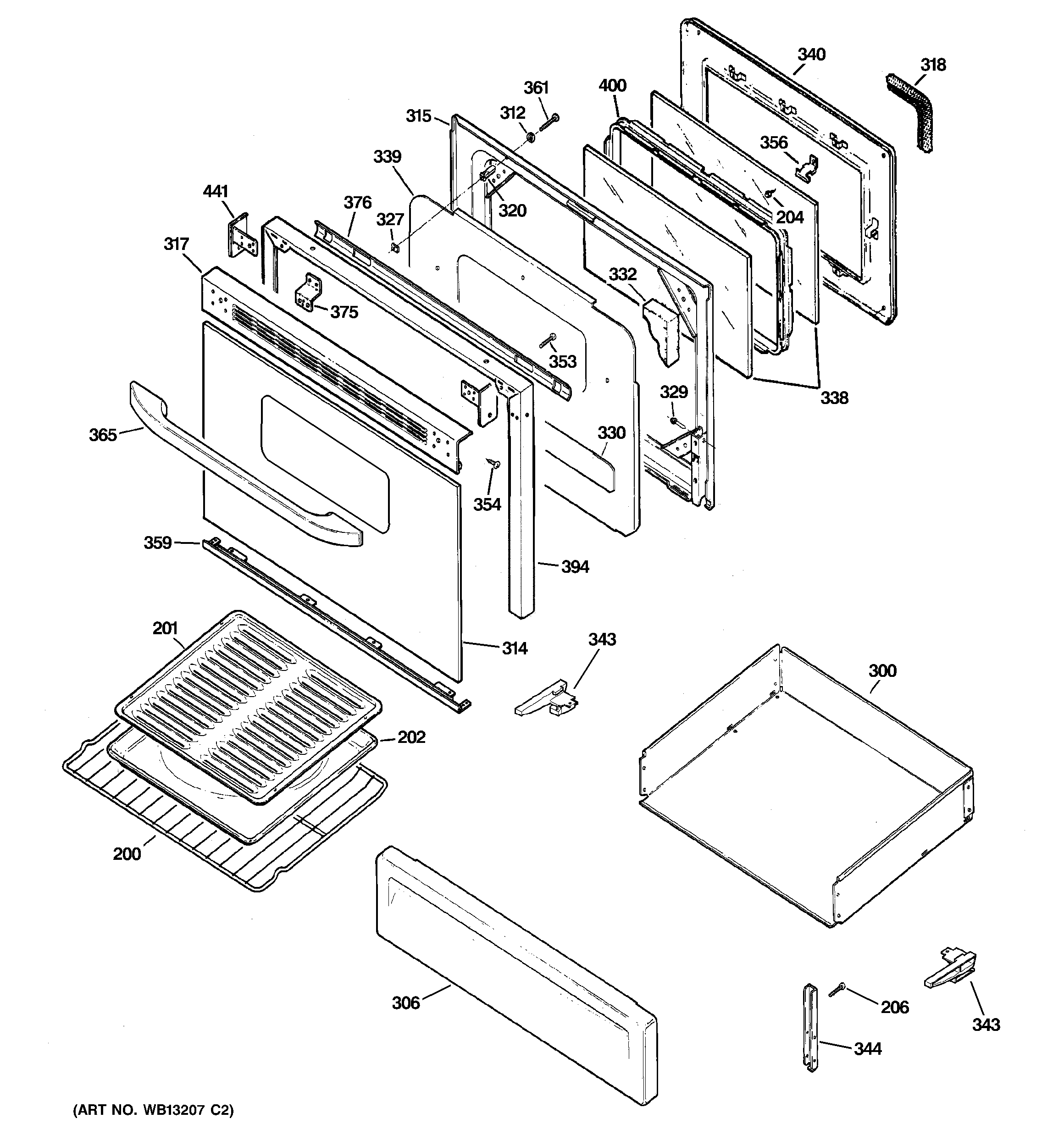 Hotpoint RGB790WEK1WW door & drawer parts diagram