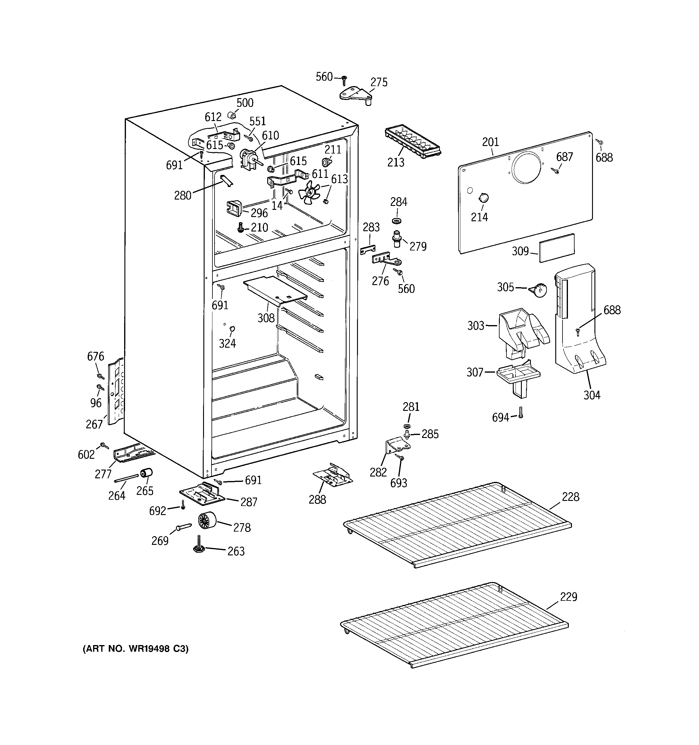 Hotpoint HTR18ABSERWW cabinet diagram
