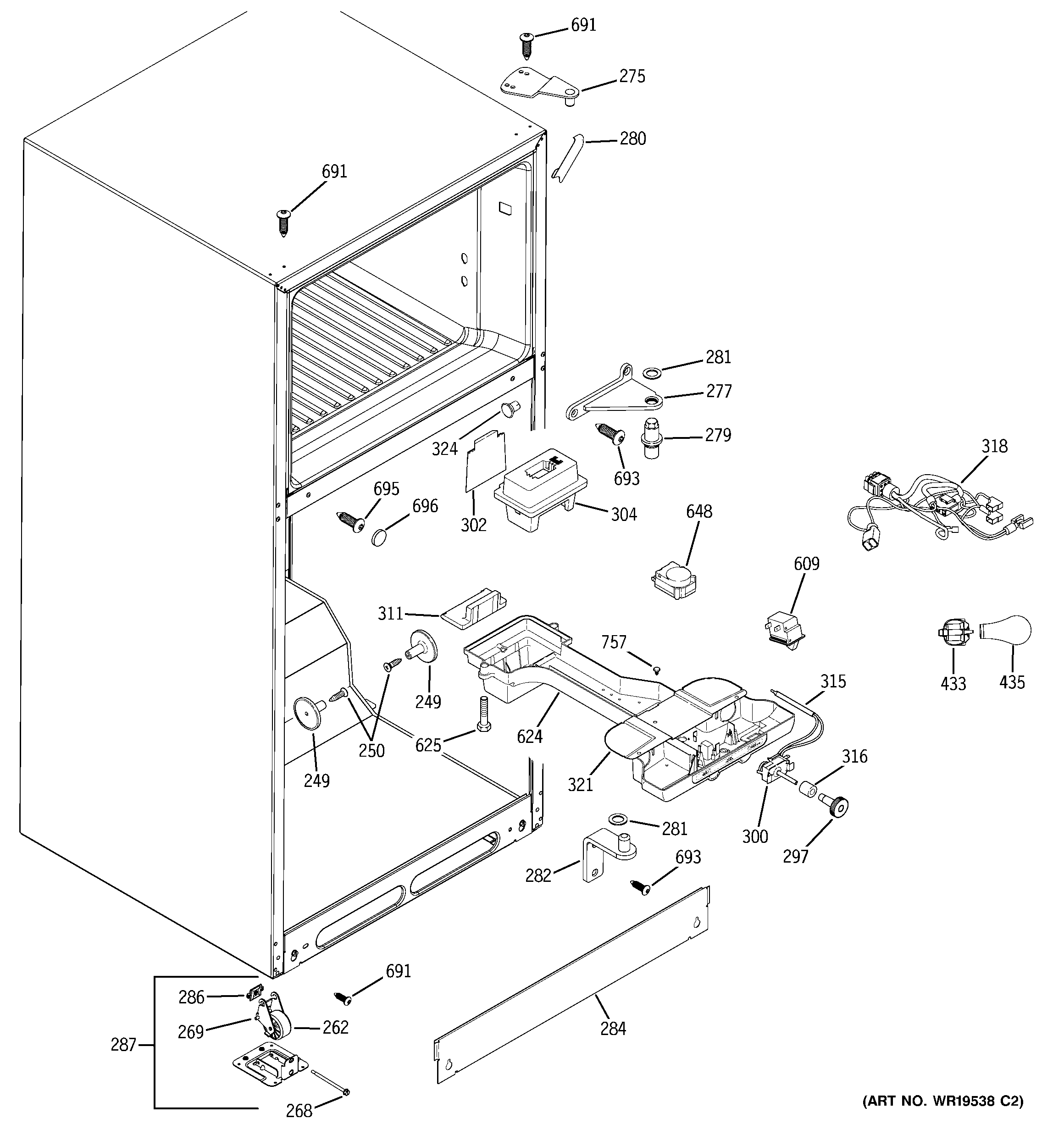 Hotpoint HTS18BCPJLWW fresh food section diagram