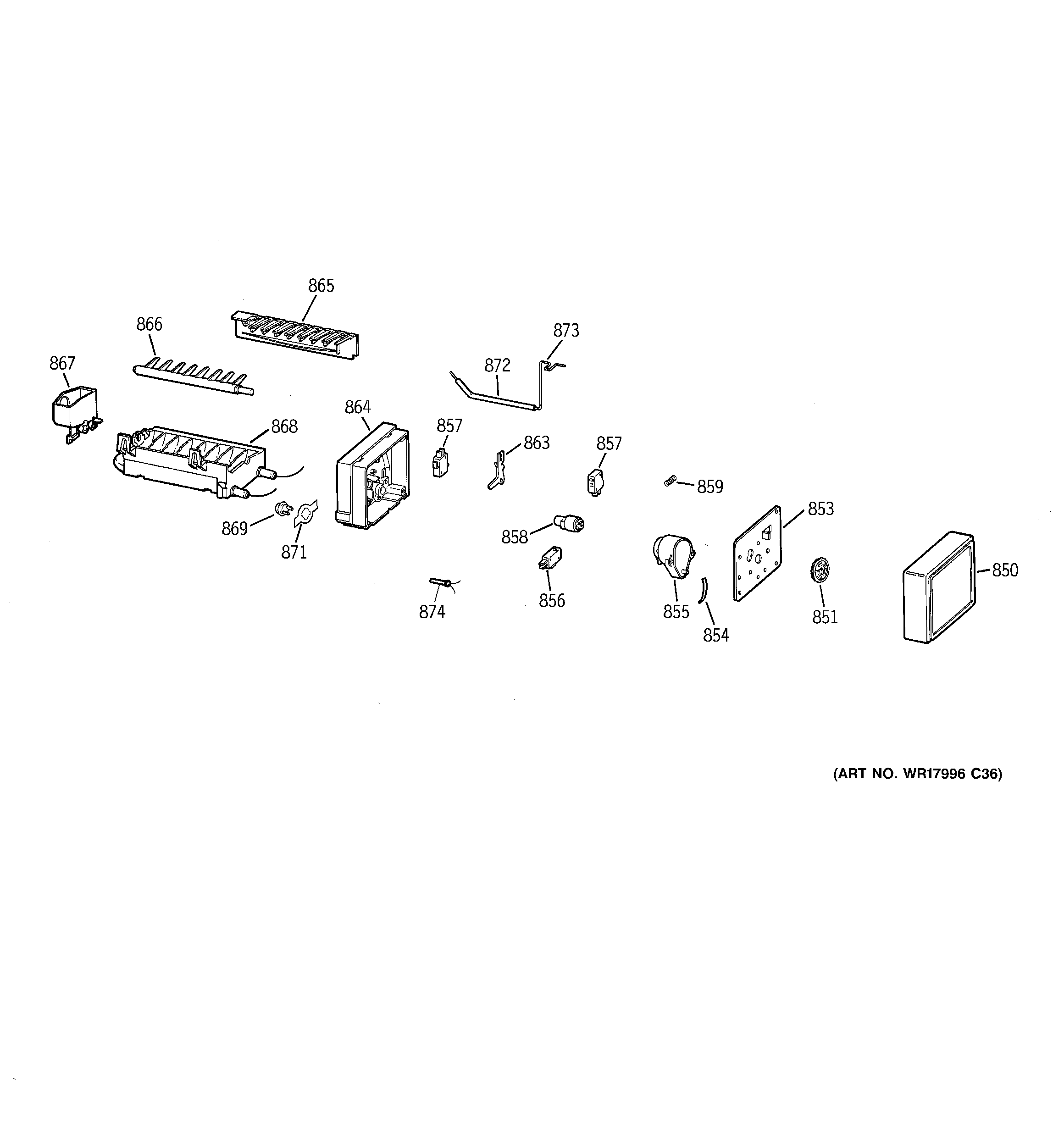 Hotpoint HTS18BCPJLWW ice maker diagram
