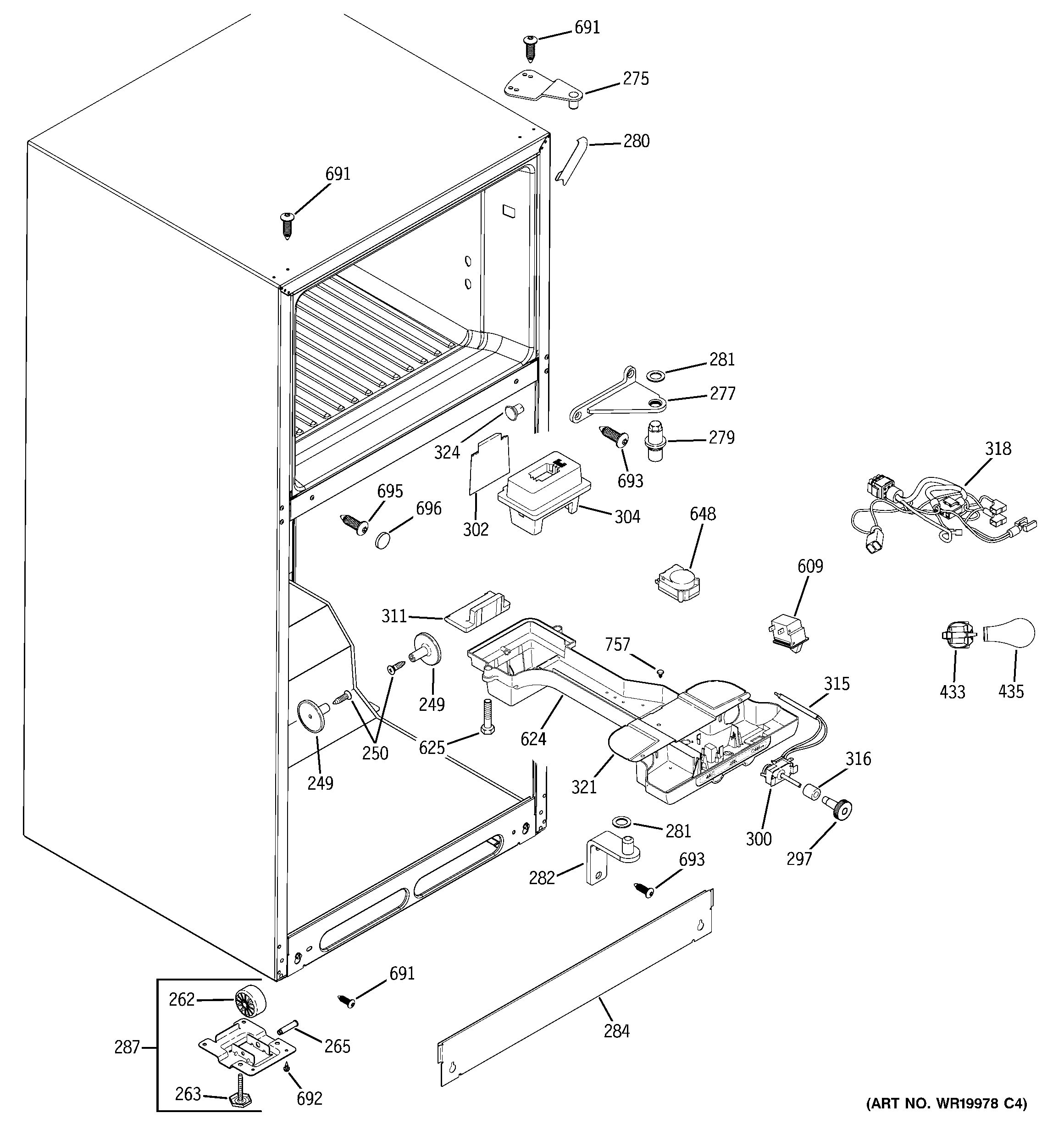 Hotpoint HTS18BCPVRWW fresh food section diagram