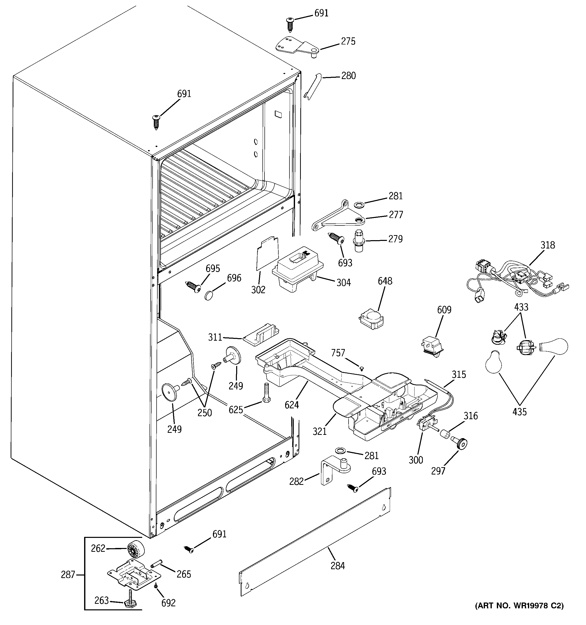 Hotpoint HTS18IBSVRWW fresh food section diagram