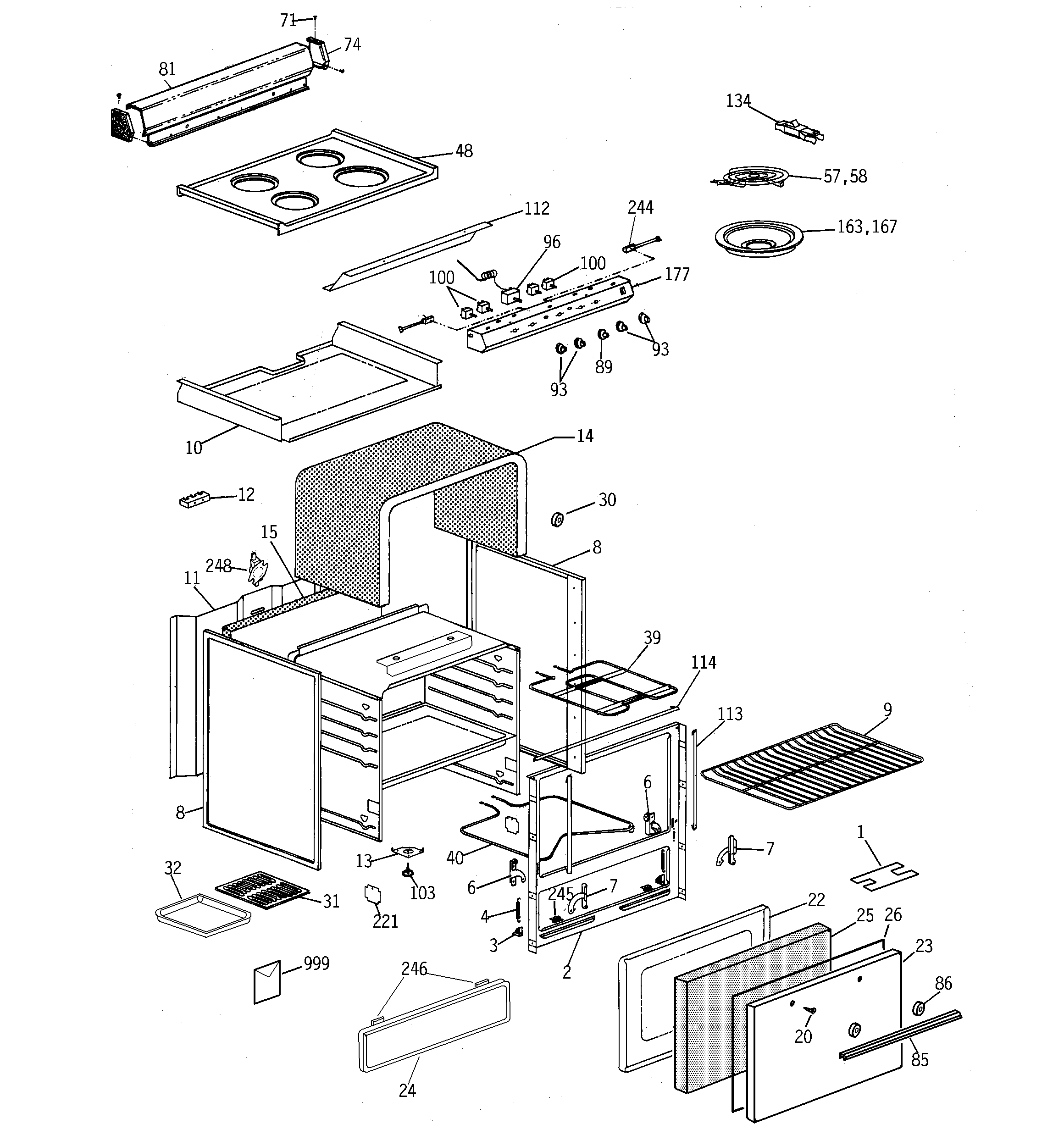 Hotpoint RA520W4 range parts diagram