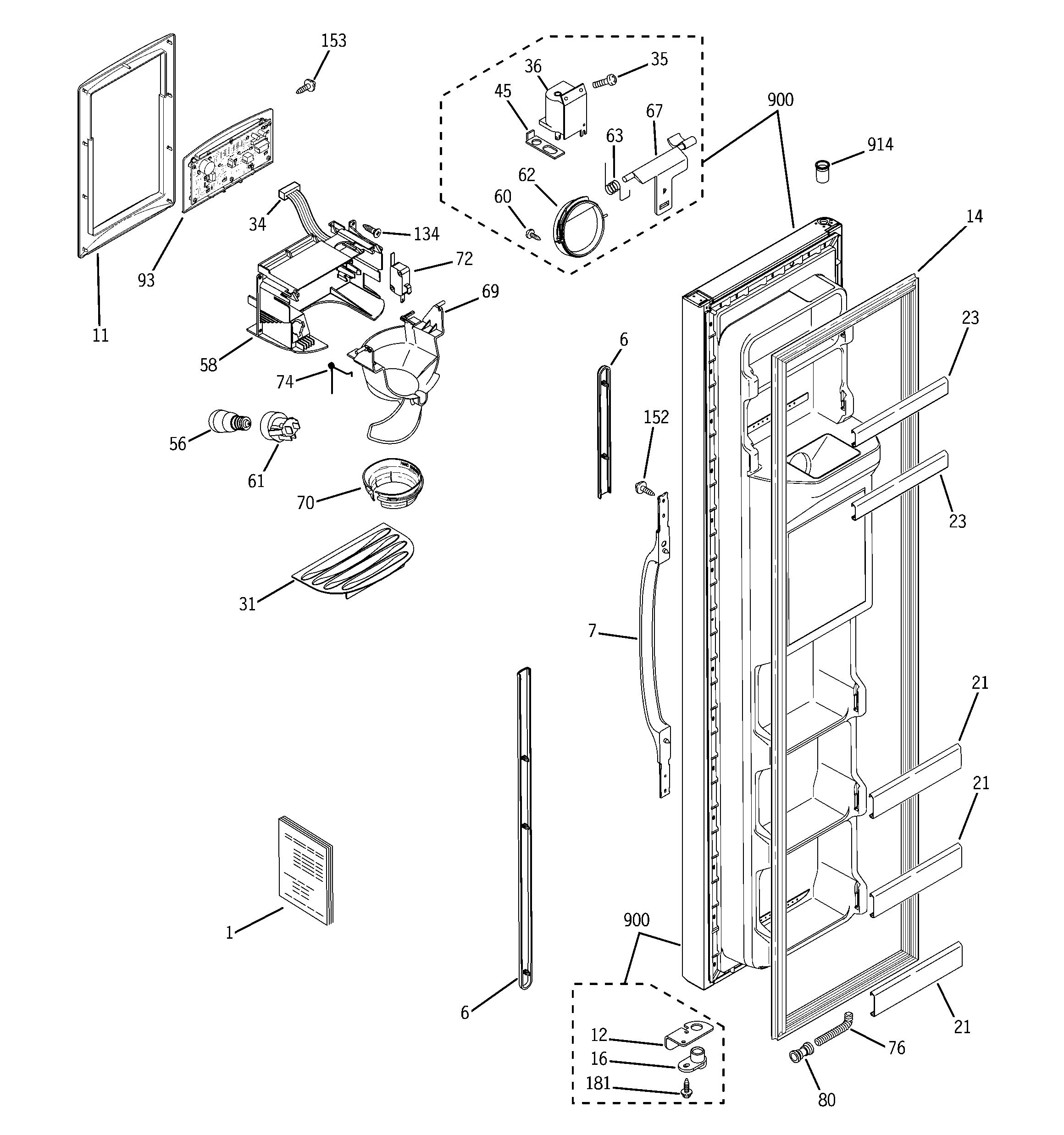 Hotpoint HSH22IFTACC freezer door diagram