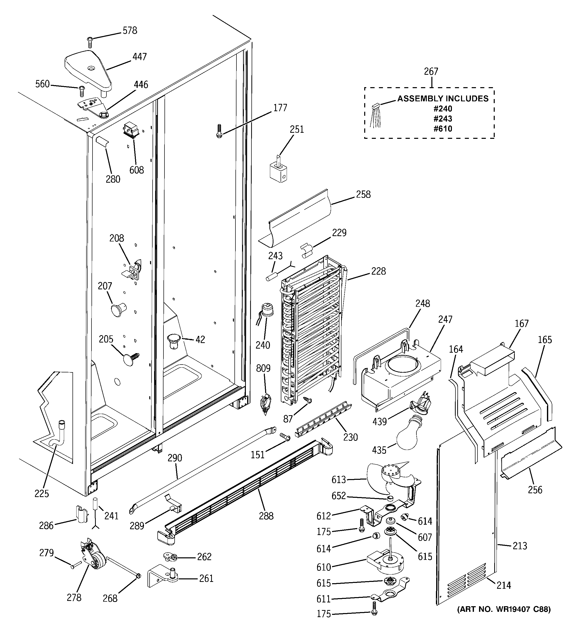 Hotpoint HSH22IFTACC freezer section diagram