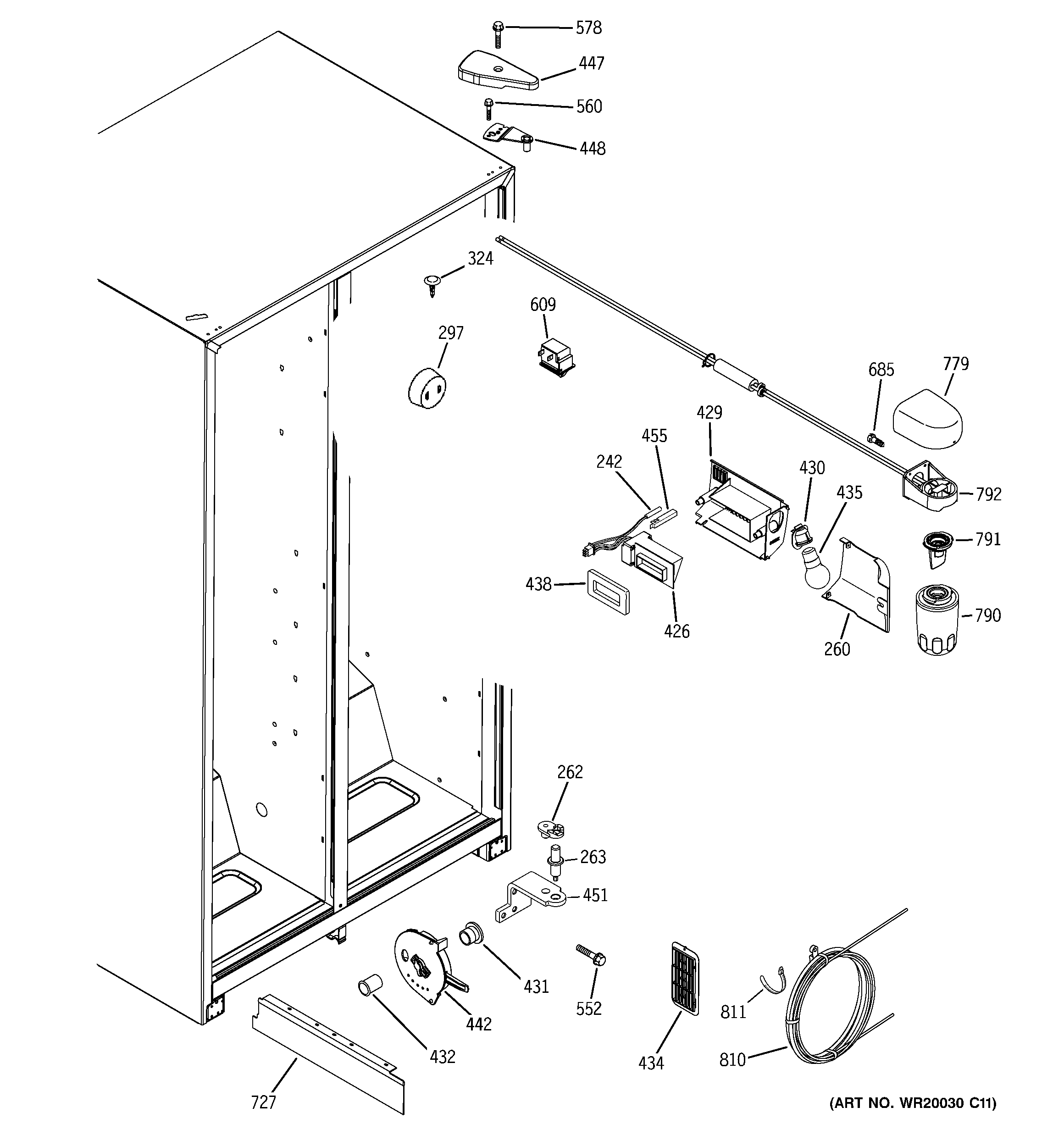 Hotpoint HSH25IFTACC fresh food section diagram