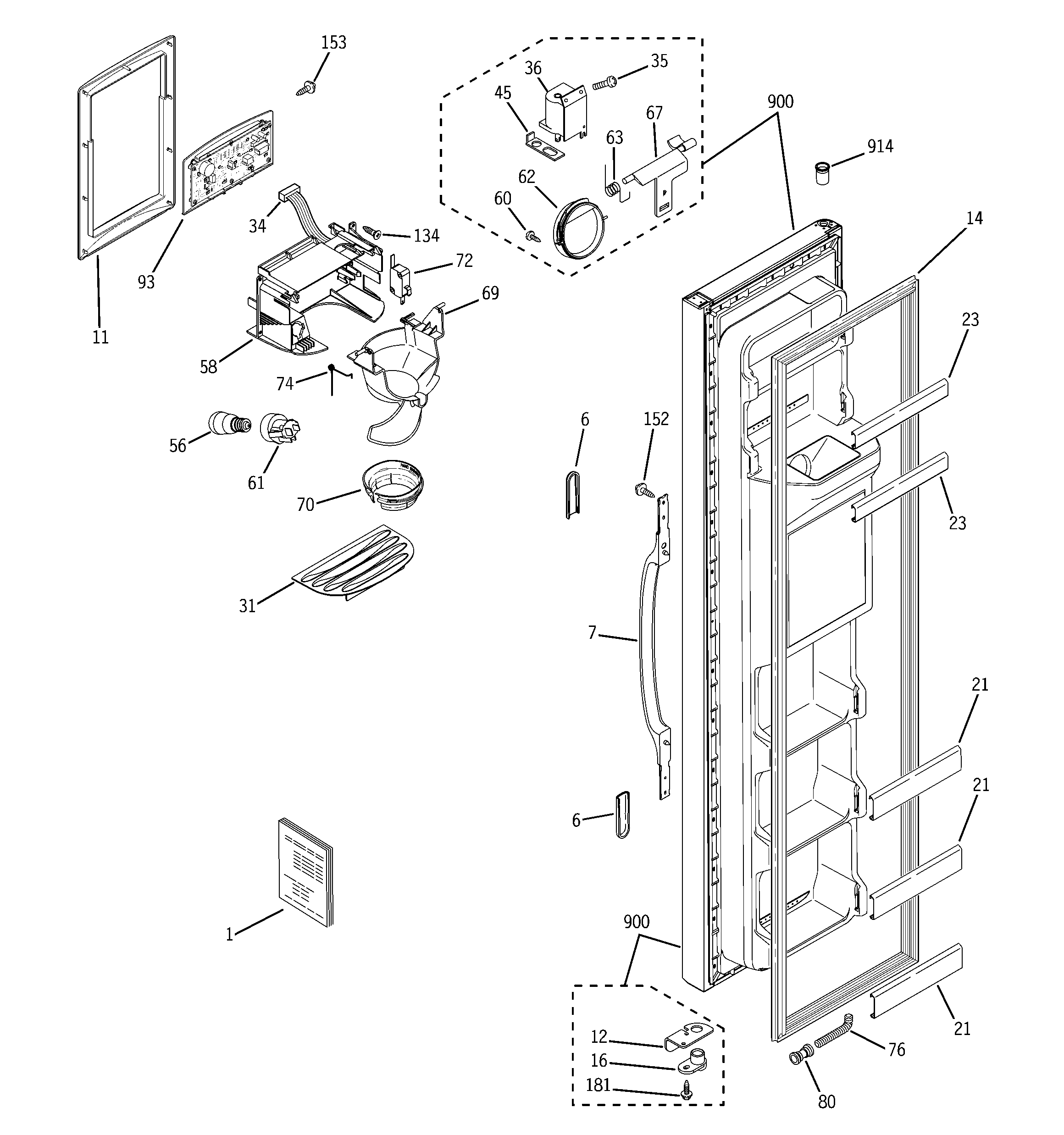 Hotpoint HSS25GFTAWW freezer door diagram