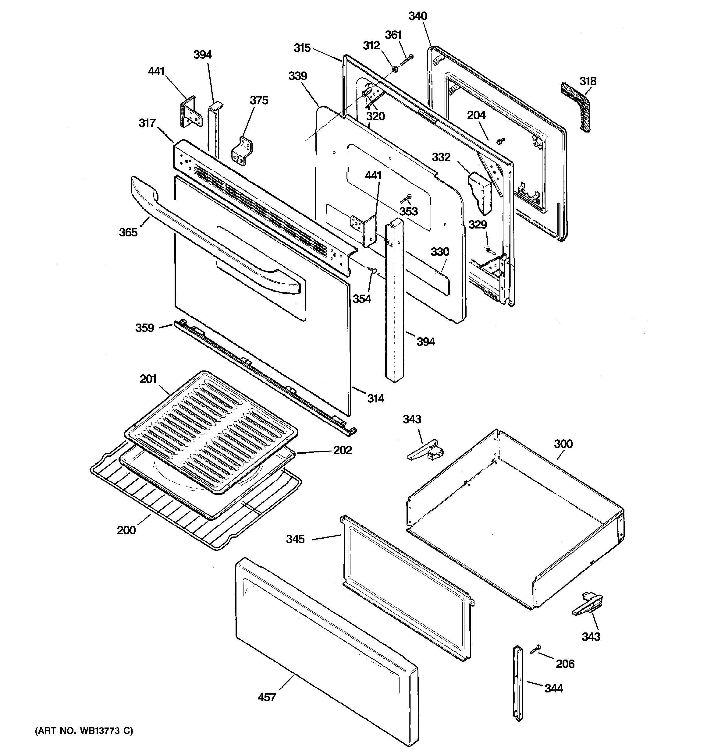 Hotpoint RB740BH2CT door & drawer parts diagram