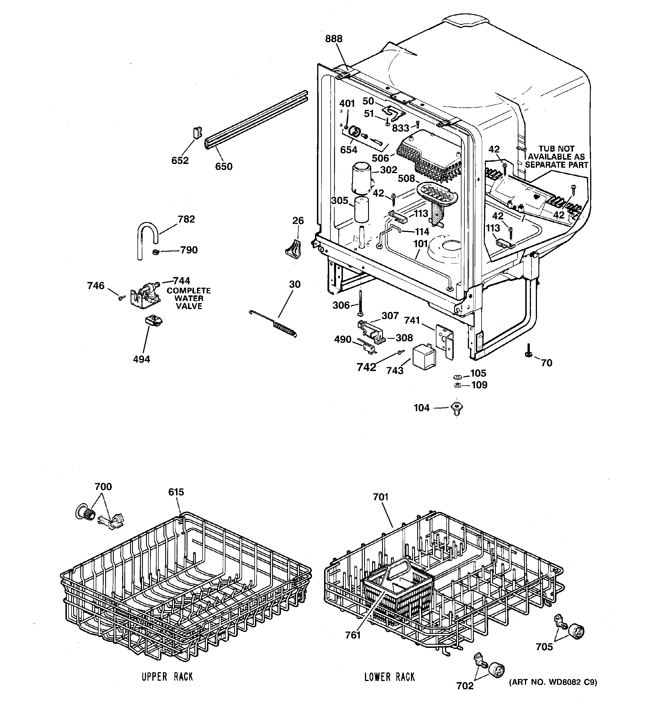 Hotpoint HDA1000G20WH body parts diagram